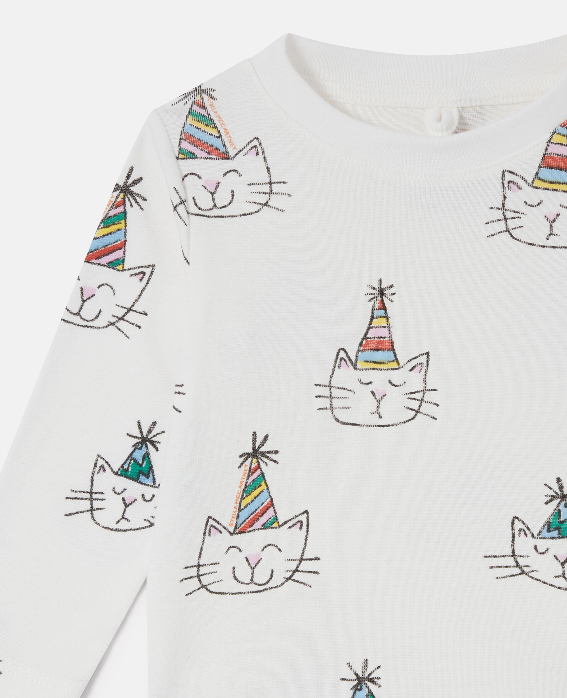 Cats Print Sweatshirt-Cream-large image number 1