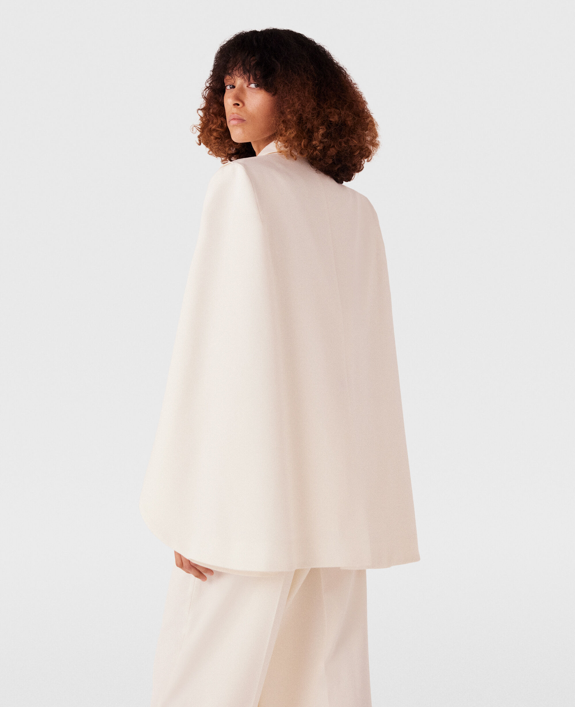 Stella Mccartney Double Breasted Tailored Cape Jacket Cream