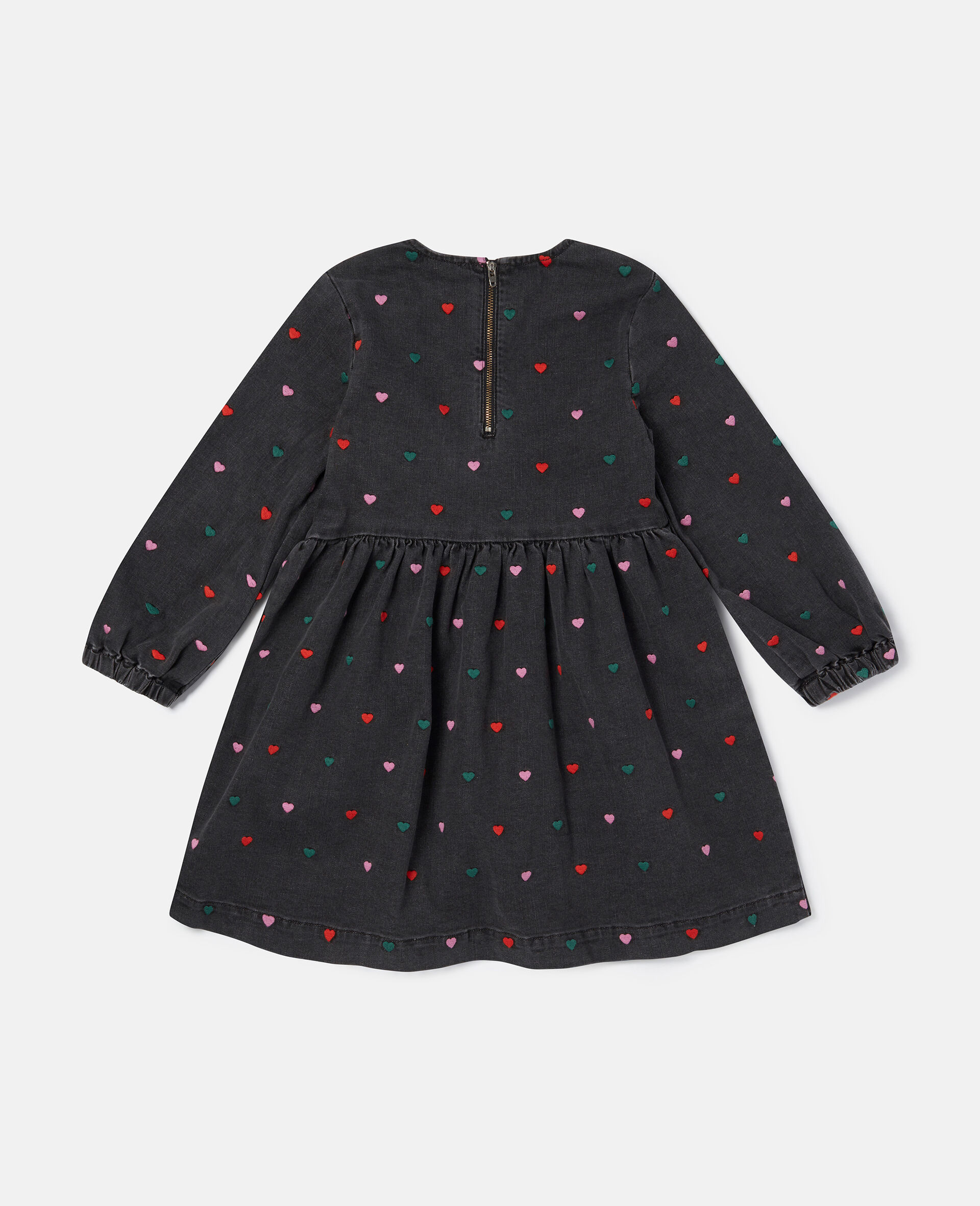 Heart Print Dress-Black-large image number 2