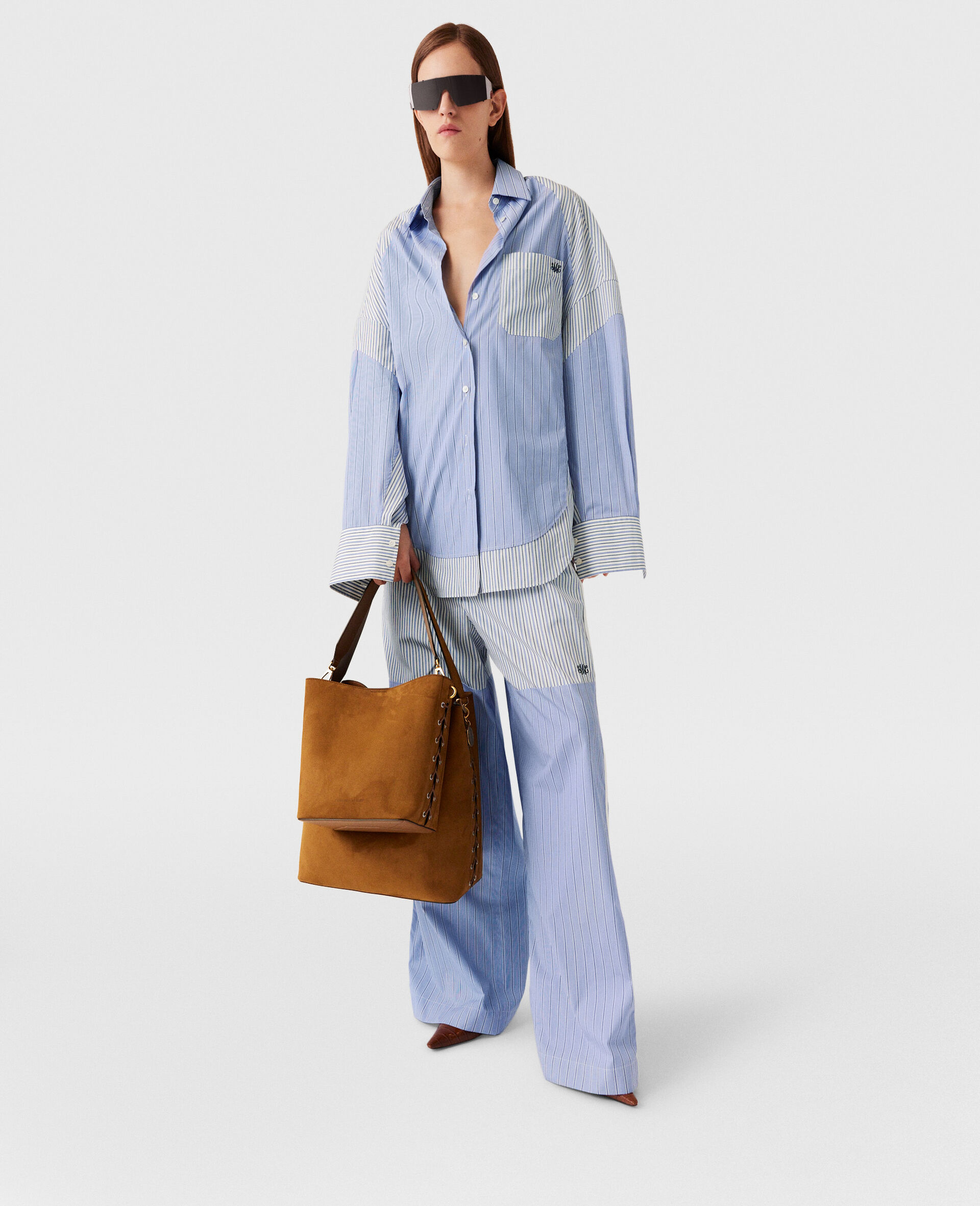 Striped Boyfriend Shirt-Blue-large image number 6