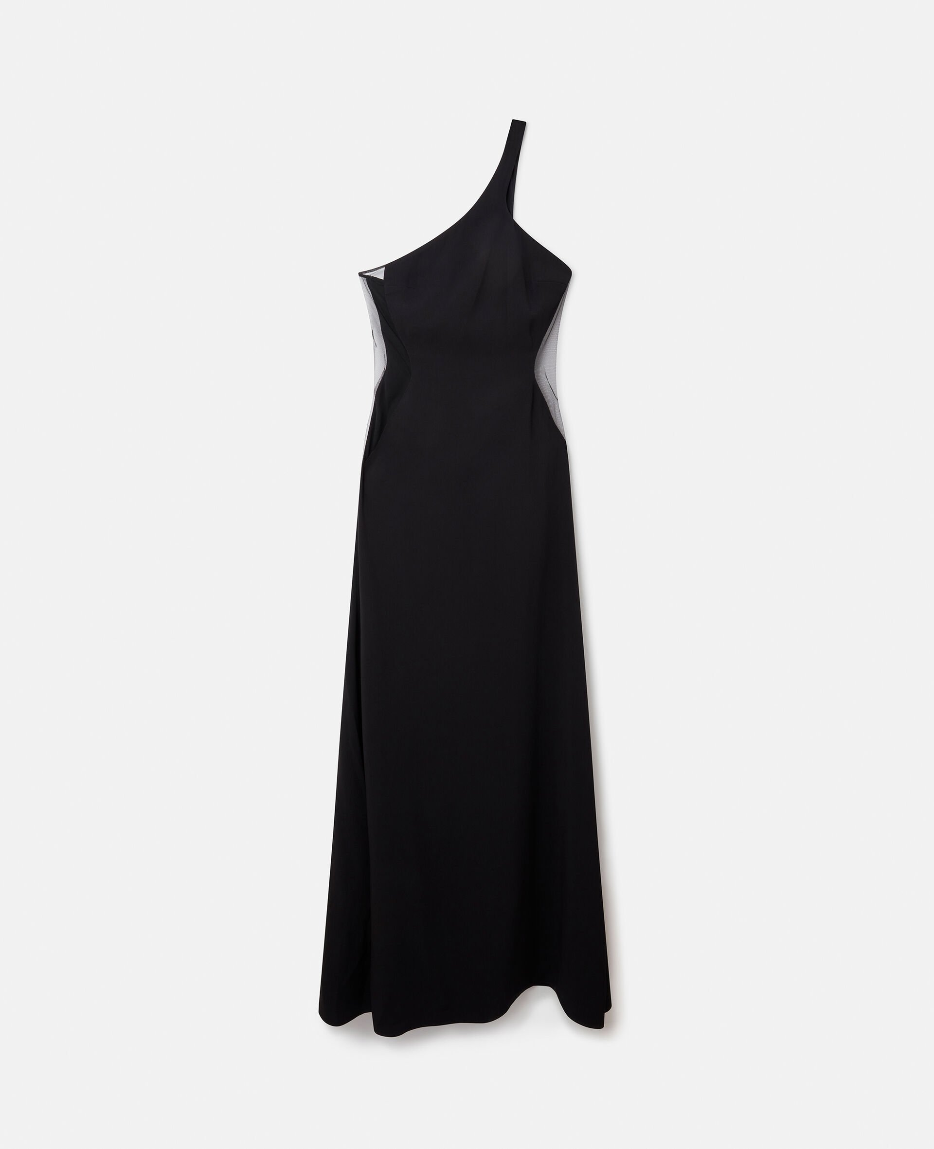 Stretch Cady One-Shoulder Dress-Black-large image number 2