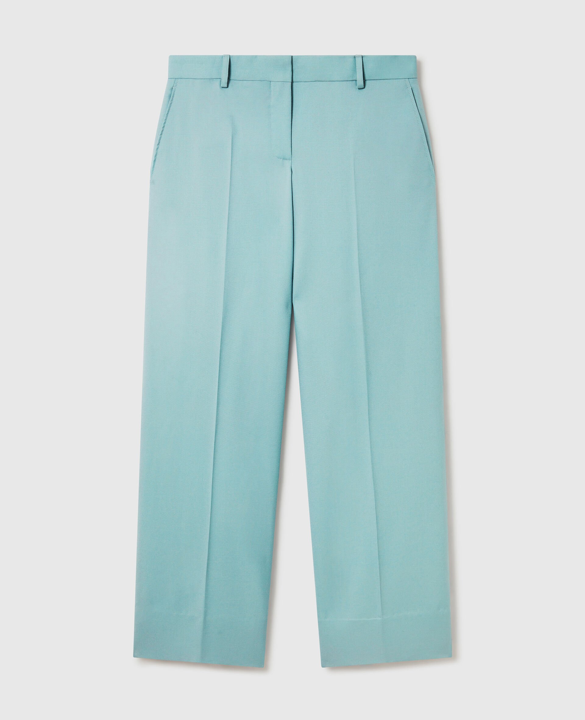 Pleated Straight-Leg Trousers-Blue-medium