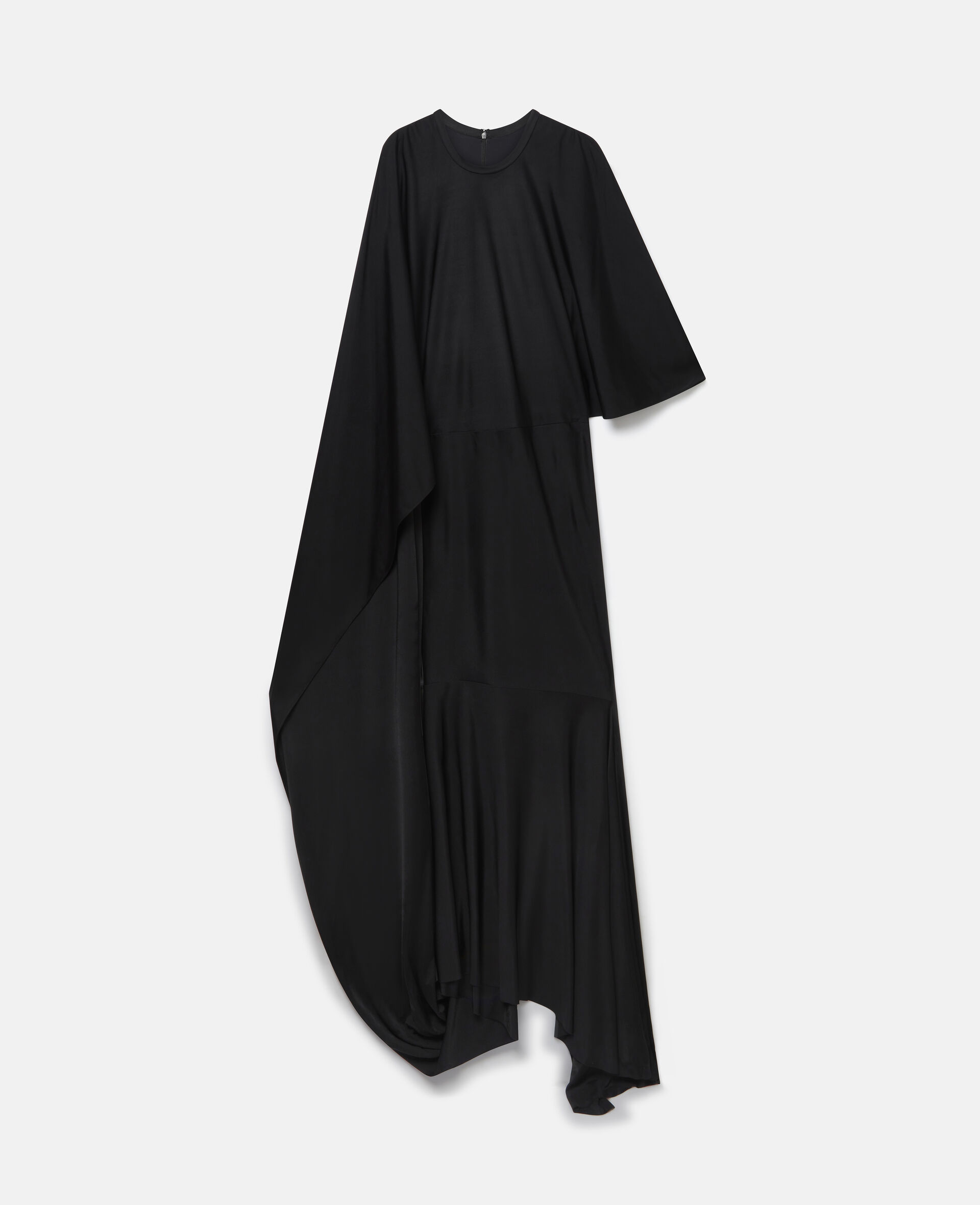 Asymmetrisches Kleid mit Cape Aermeln-Schwarz-large image number 0
