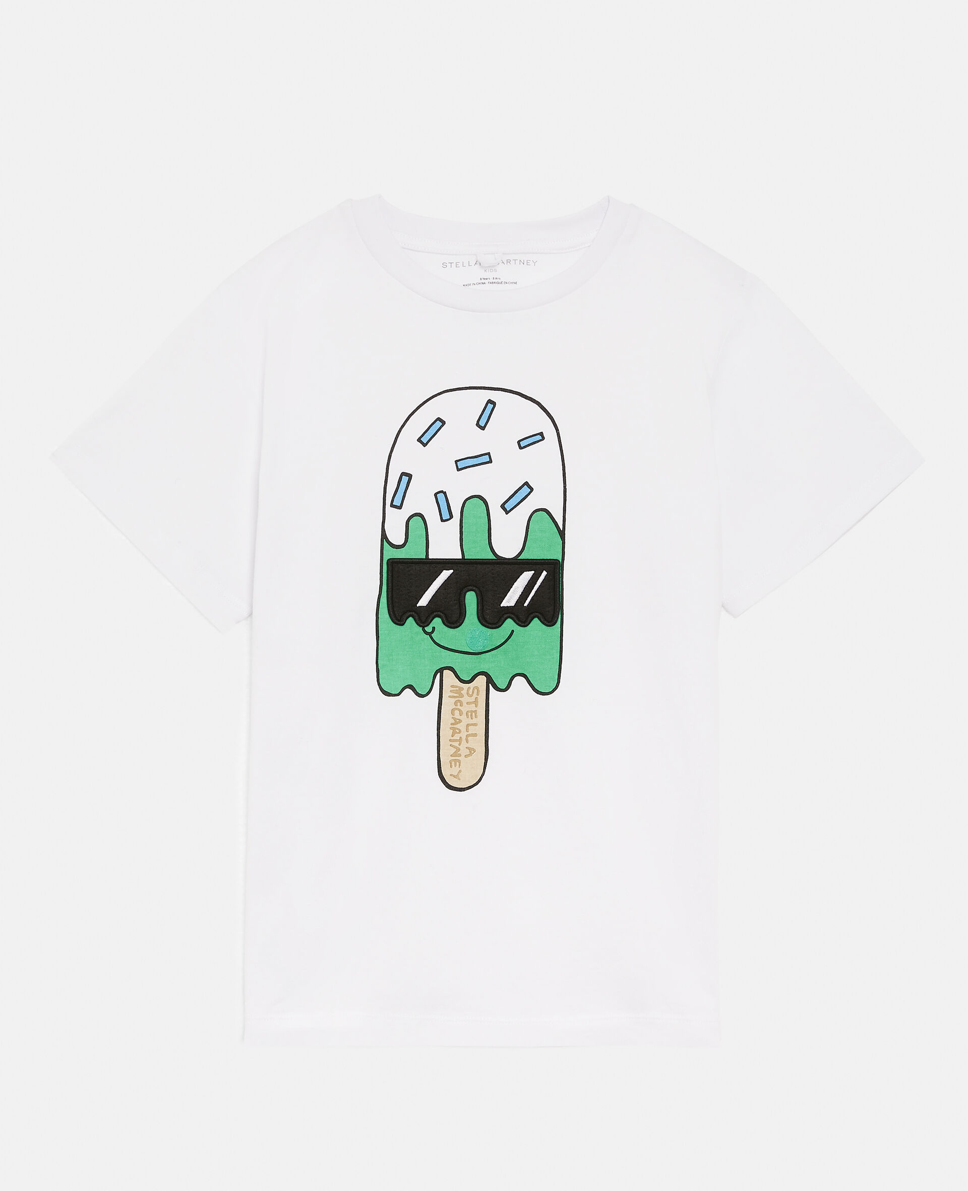 Ice Lolly Print Cotton T-Shirt-White-large image number 0