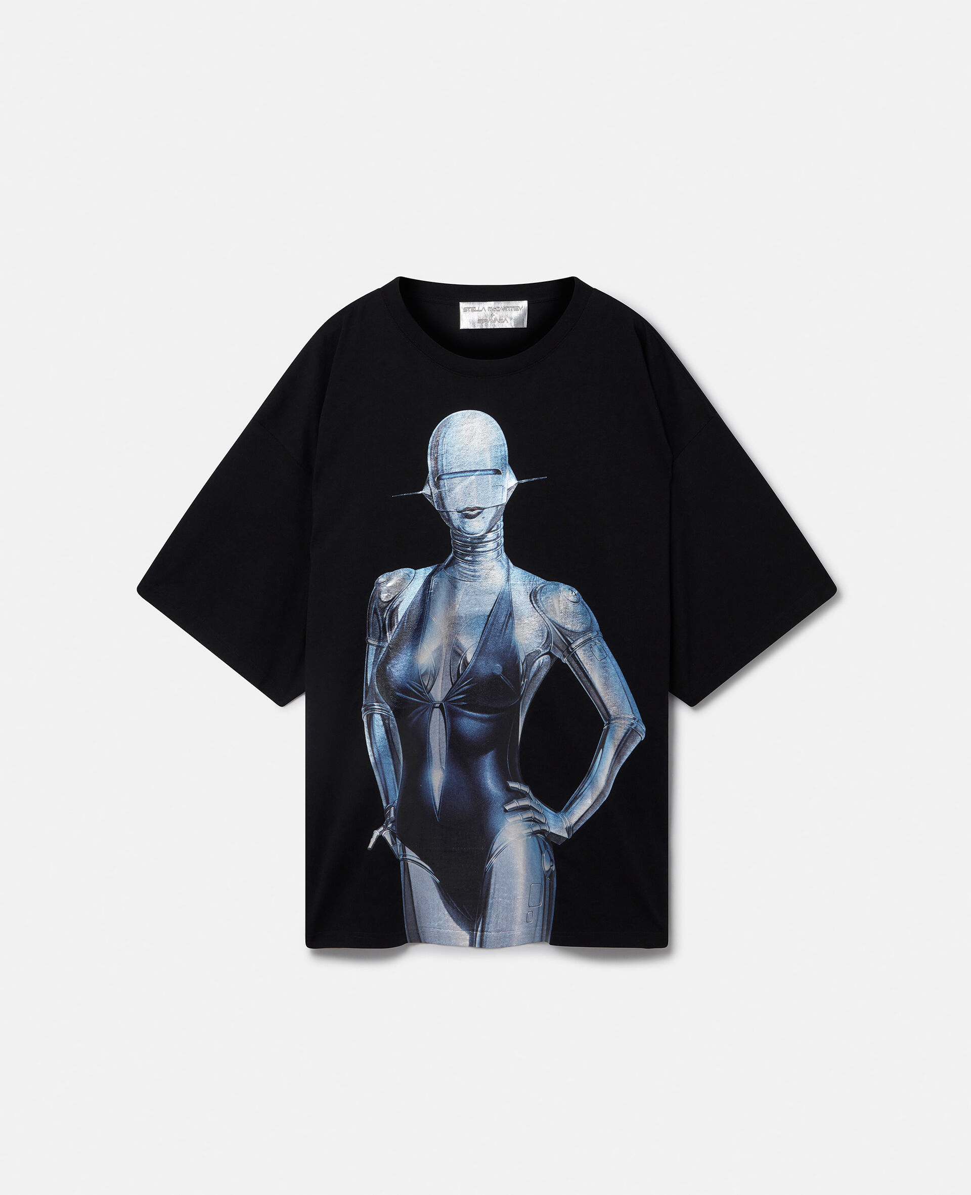 Oversize-T-Shirt aus Biobaumwolle mit Sexy Robot-Motiv-Schwarz-large image number 0