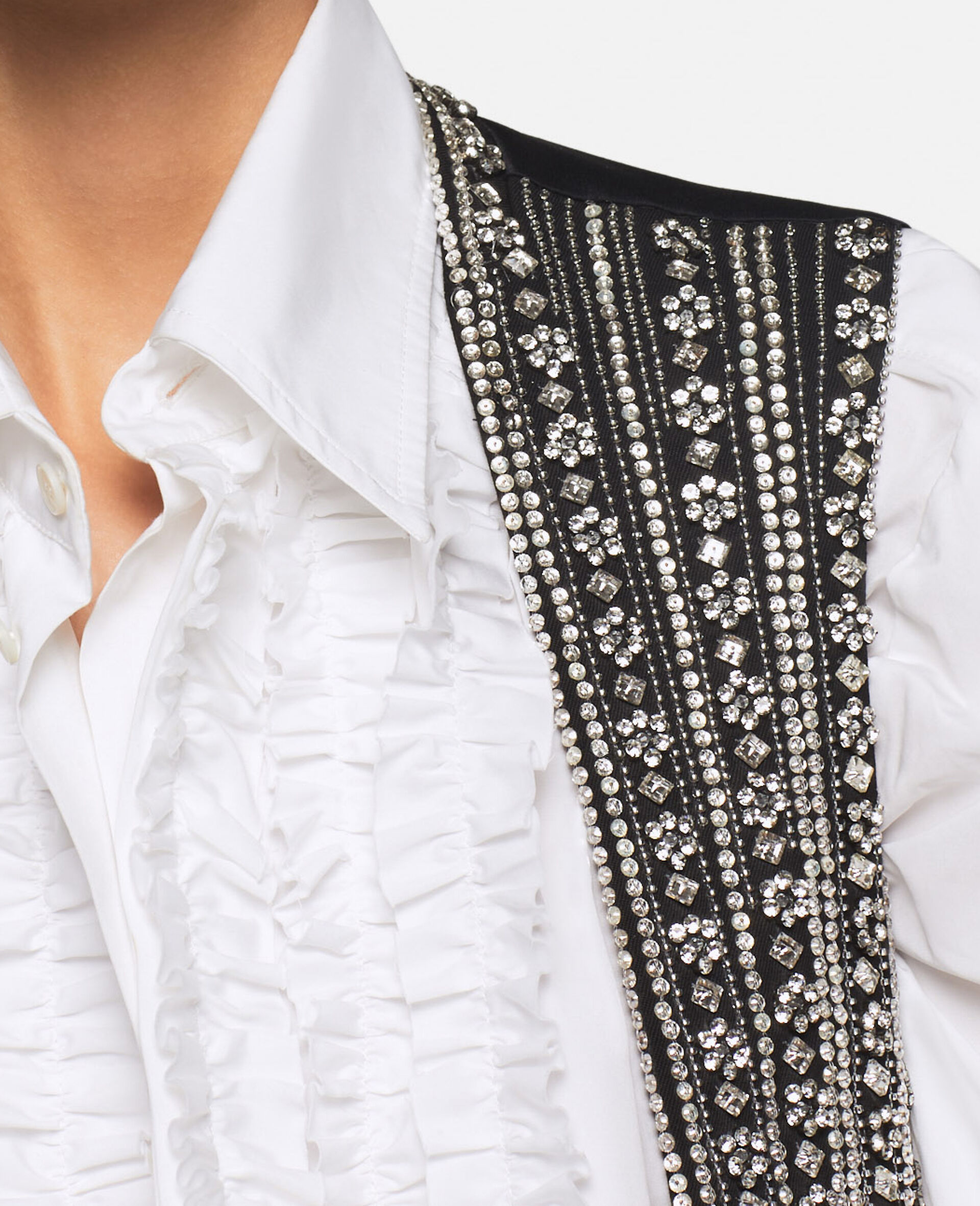 Crystal Embellished Wool Tuxedo Waistcoat -Silver-large image number 3