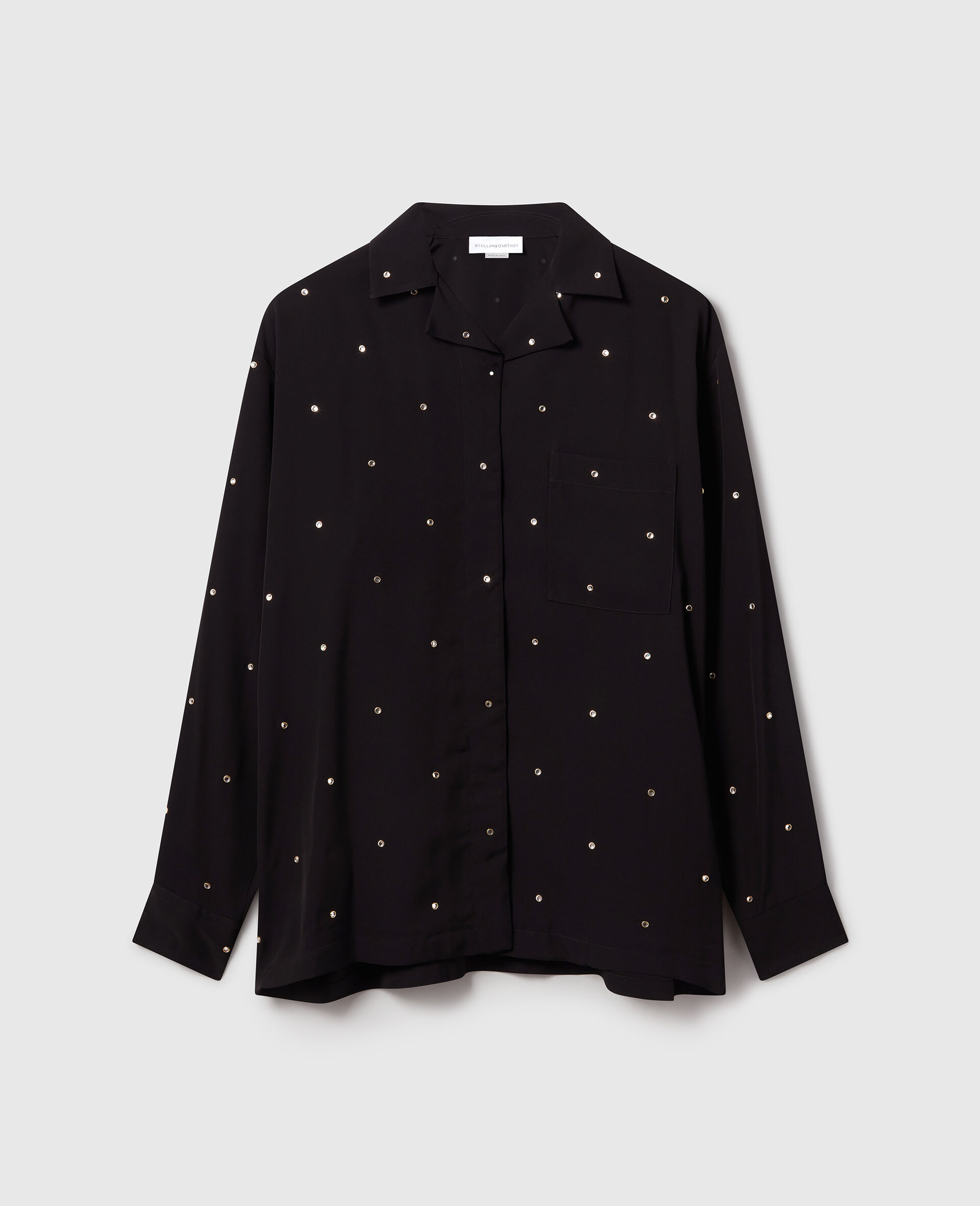 Lead-Free Crystal Oversized Shirt-Black-large image number 0