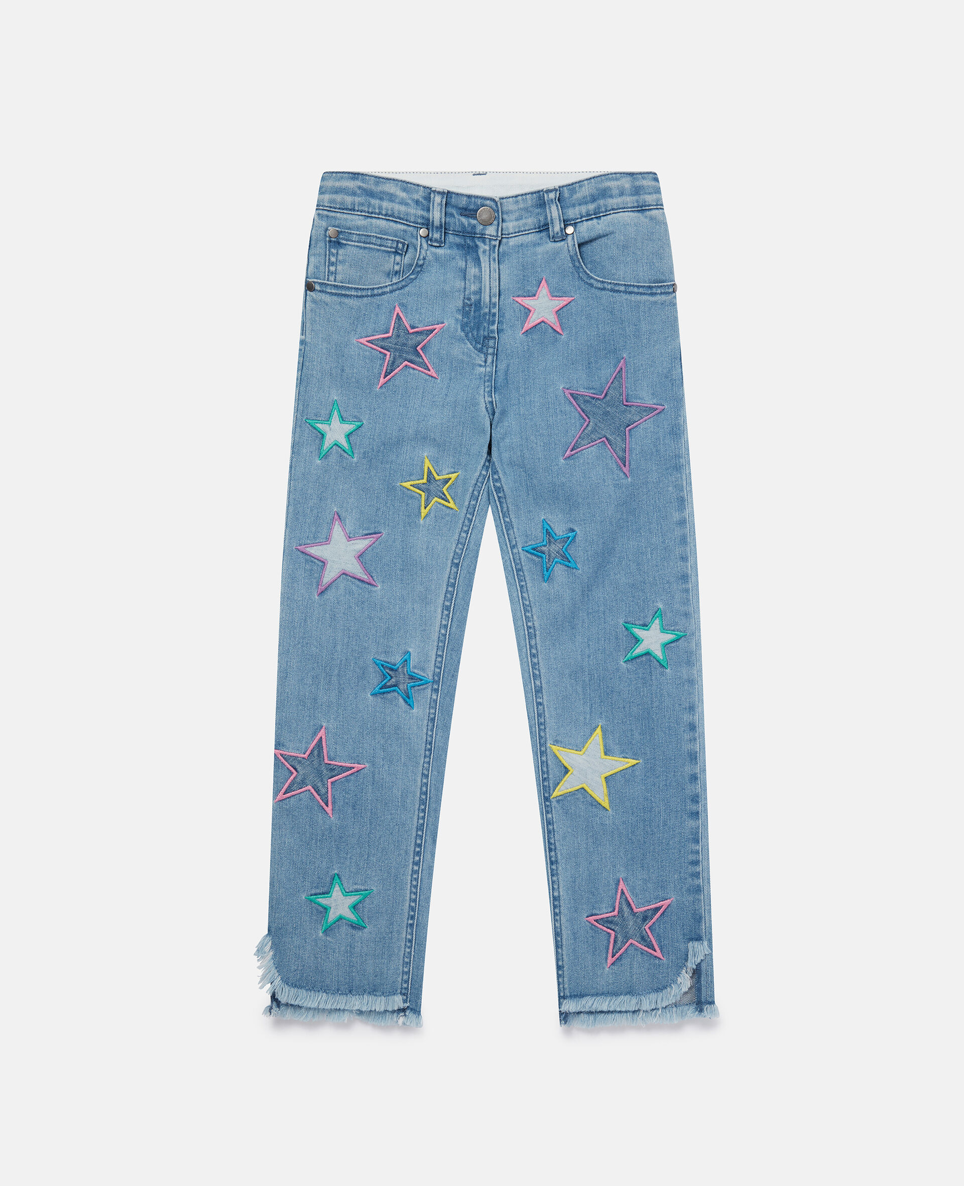 Embroidered Star Denim Trousers-Blue-large image number 0