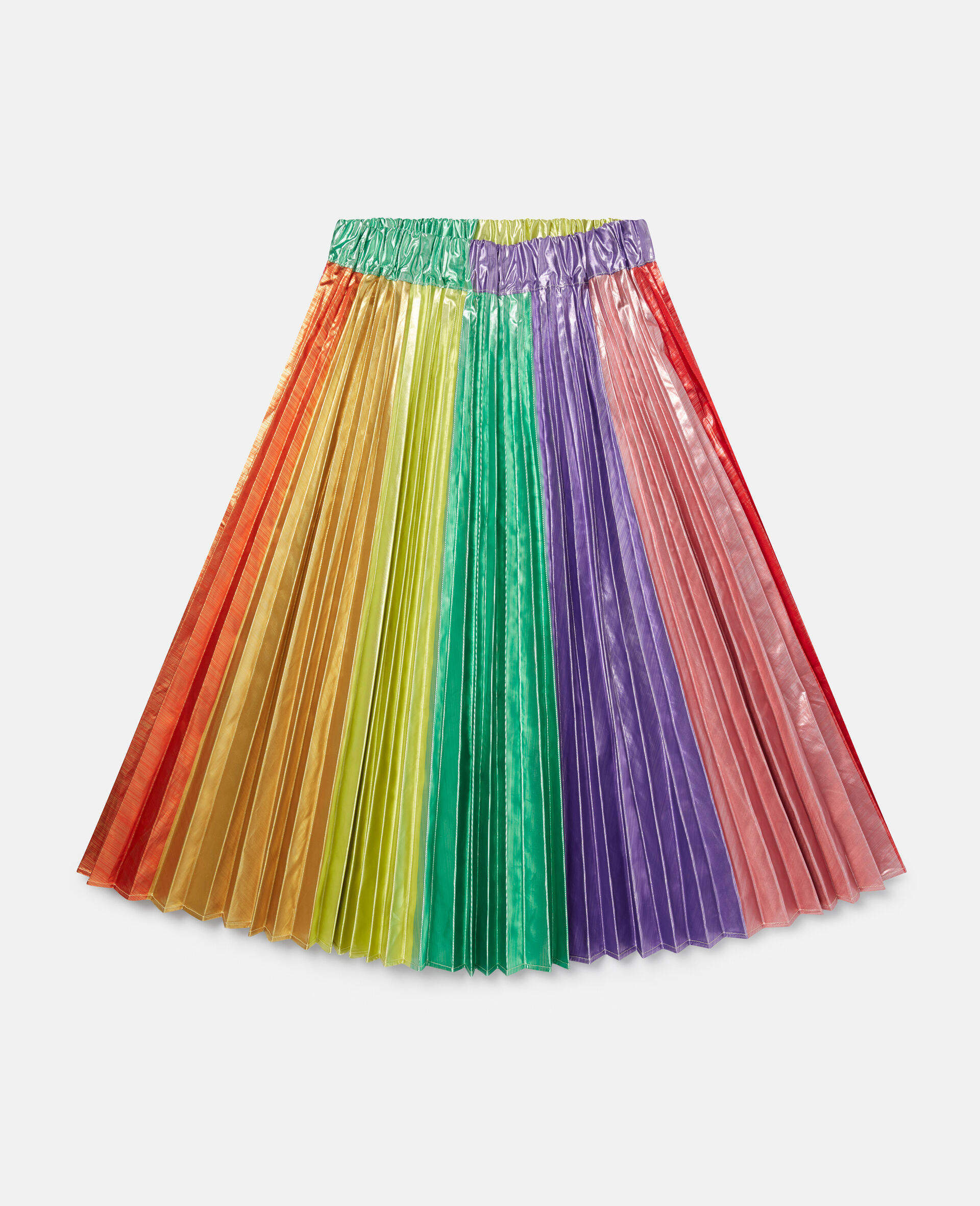 Rainbow Striped Pleated Taffeta Skirt-Multicolour-large
