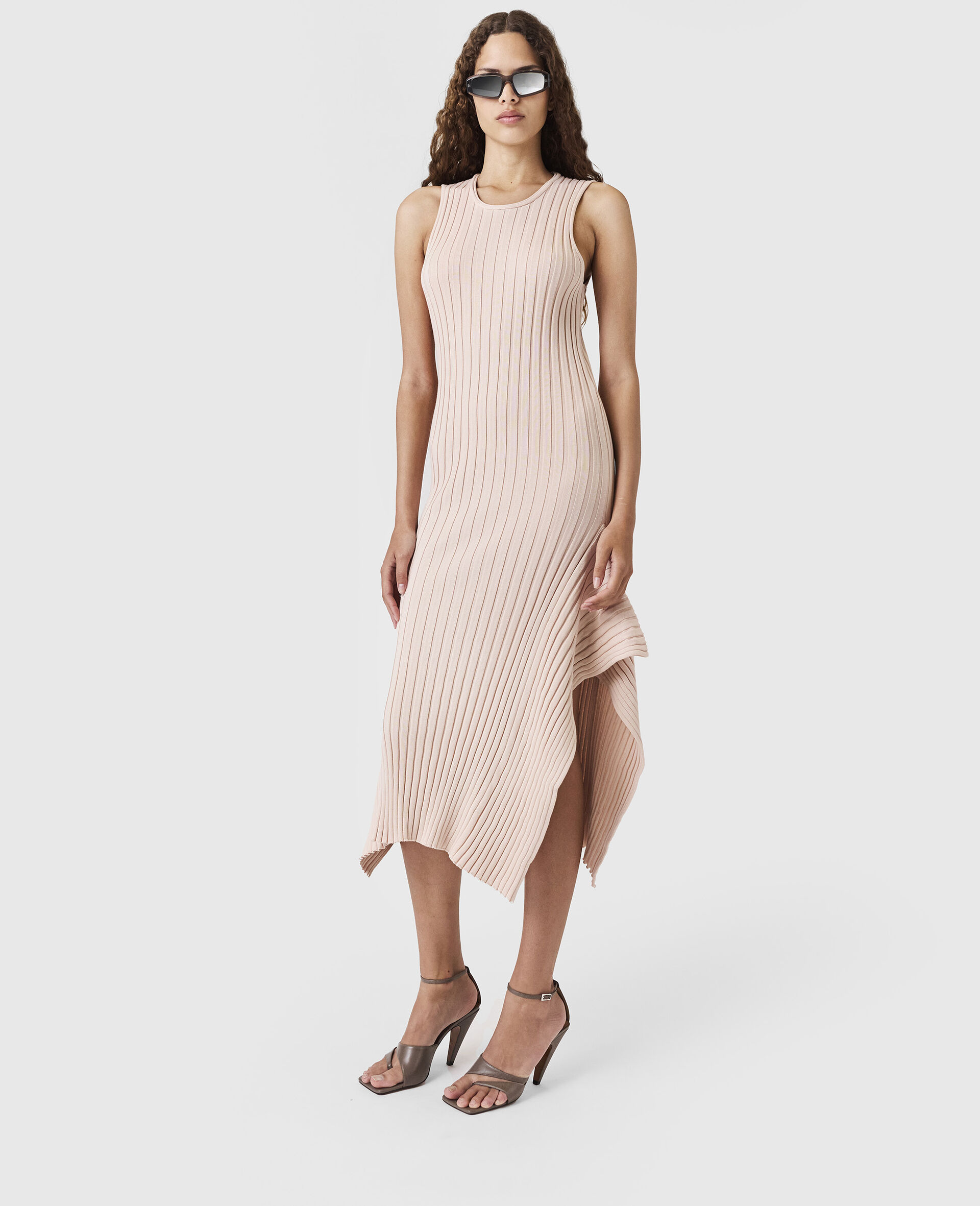 Knit Kick-Flare Maxi Dress-Pink-model