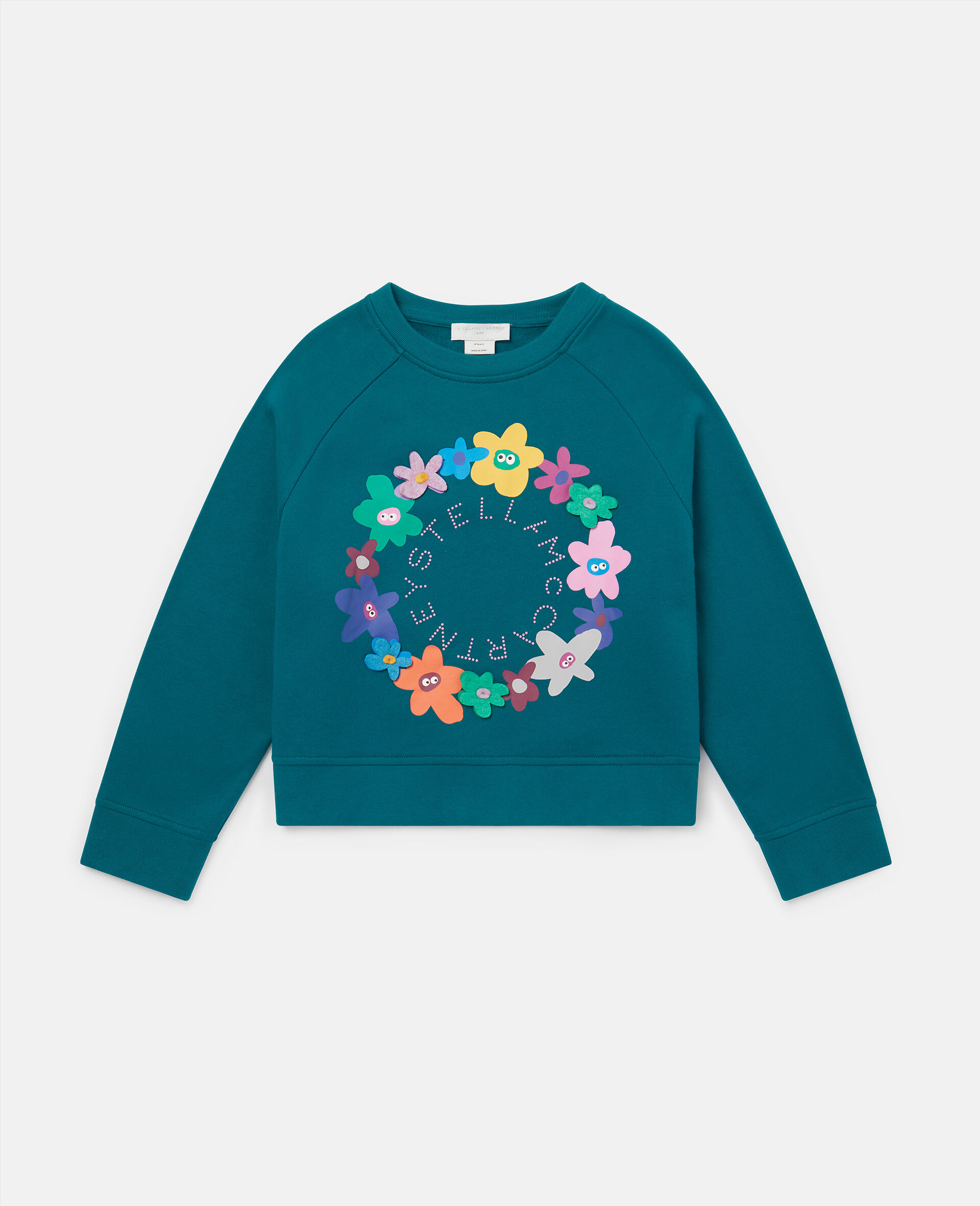 Logo Flower Garland Sweatshirt-Blue-large image number 0