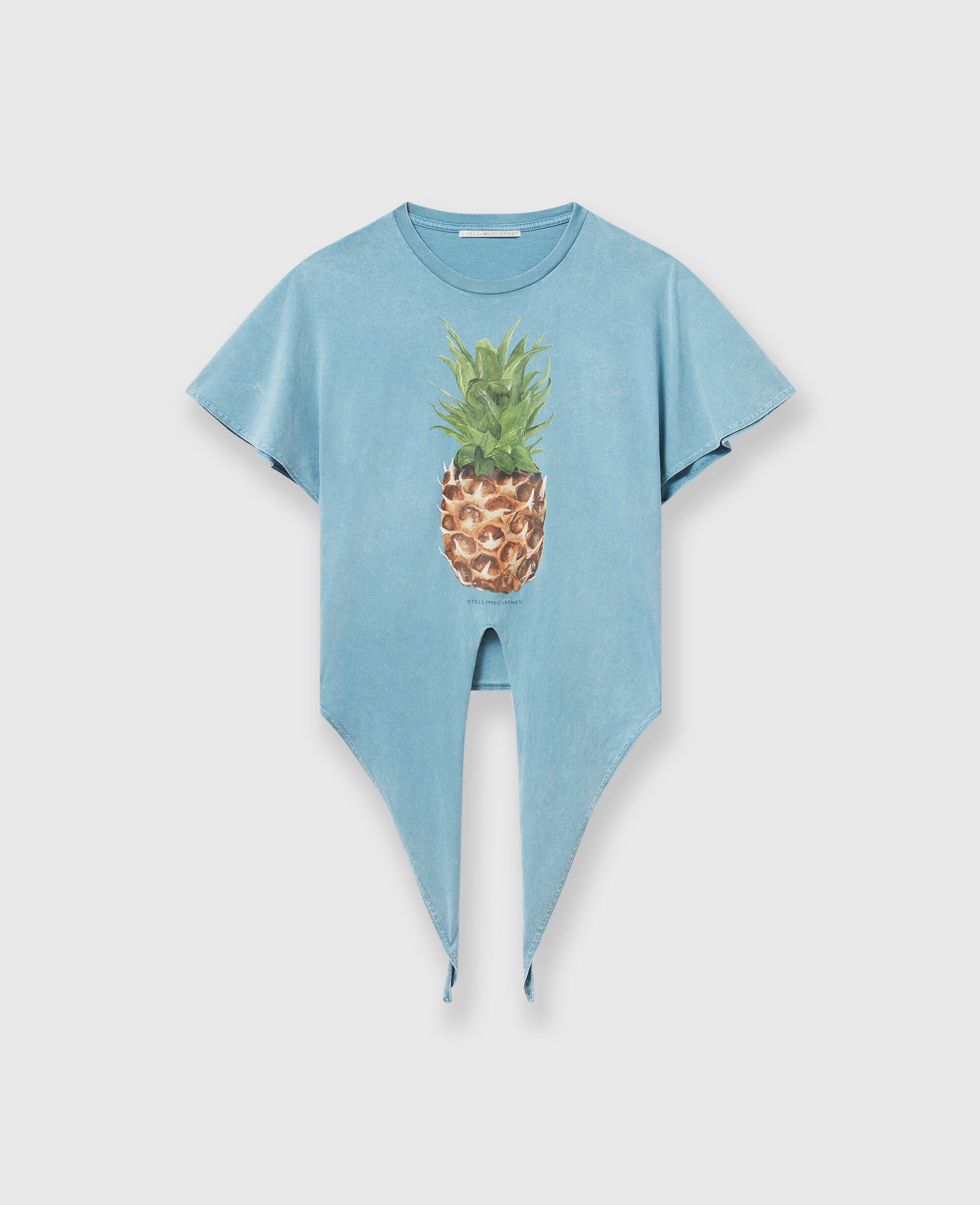 Women Washed light blue Pineapple Tie front Cotton T Shirt Stella McCartney NZ