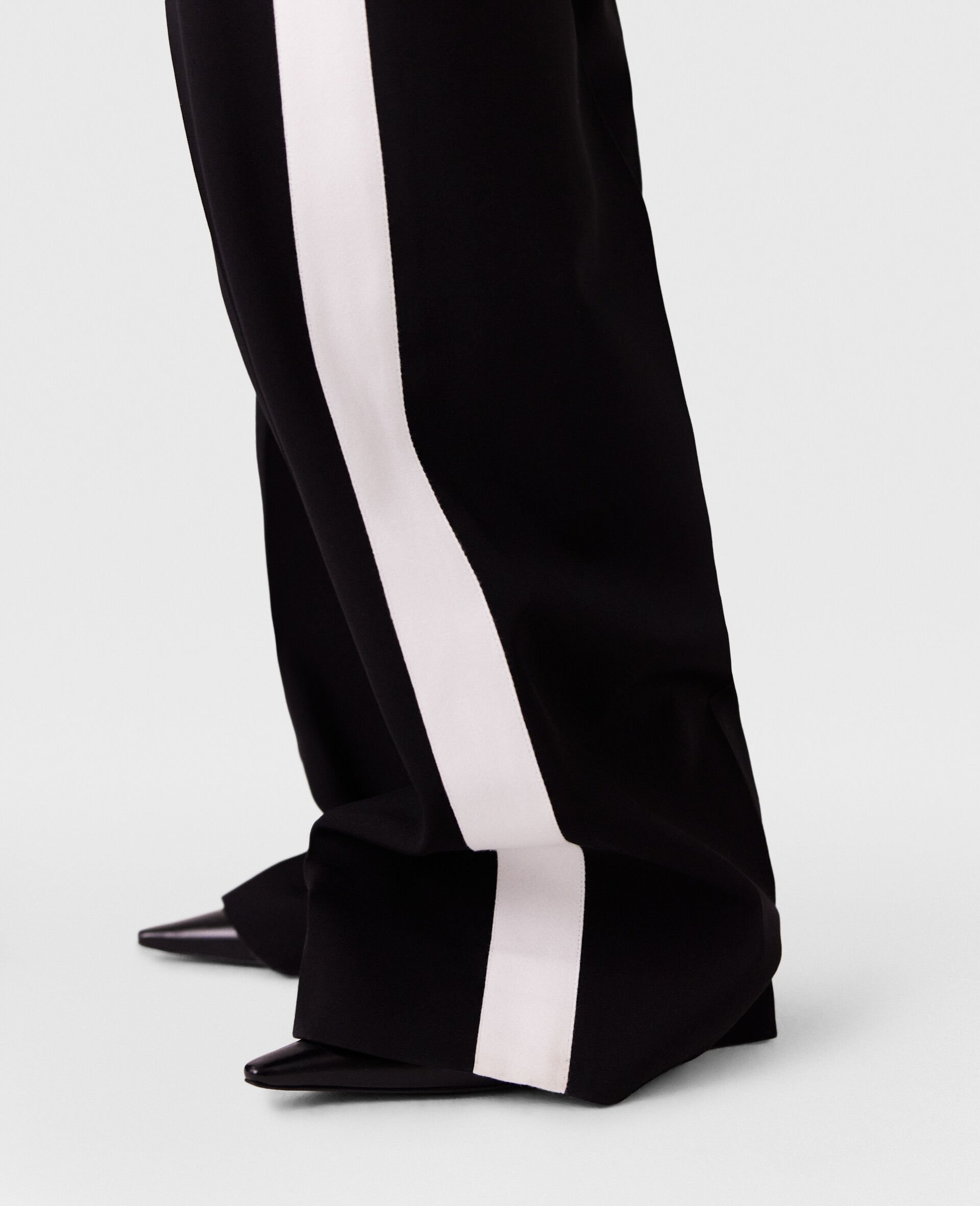 Low-Rise Stripe Straight-Leg Trousers-Black-large image number 2