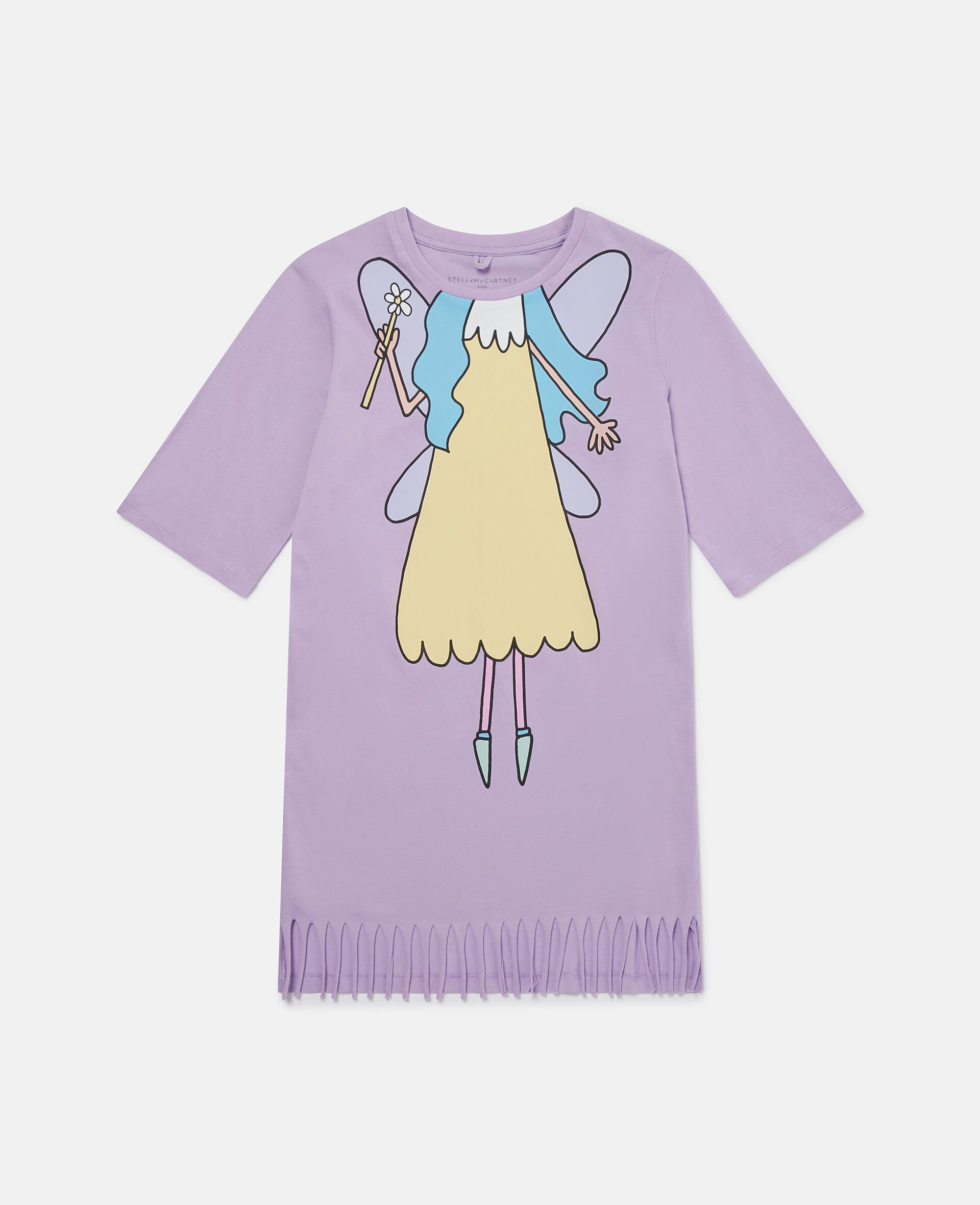 仙子图案圆领T恤连衣裙-Purple-medium