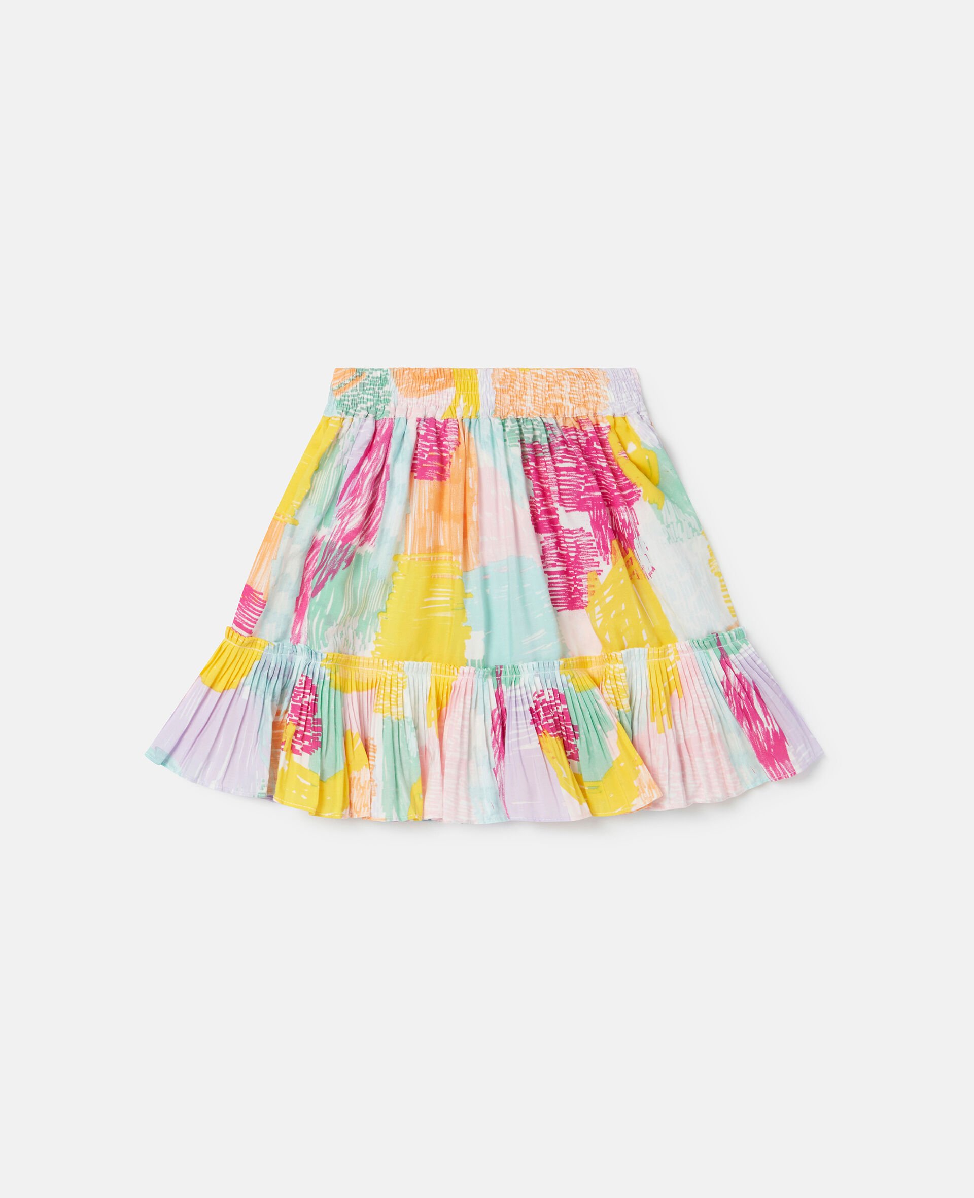 Abstract Doodle Print Ruffle Skater Skirt-Multicolour-large Abstract Doodle Print Ruffle Skater Skirt-Multicolour-large image number 0