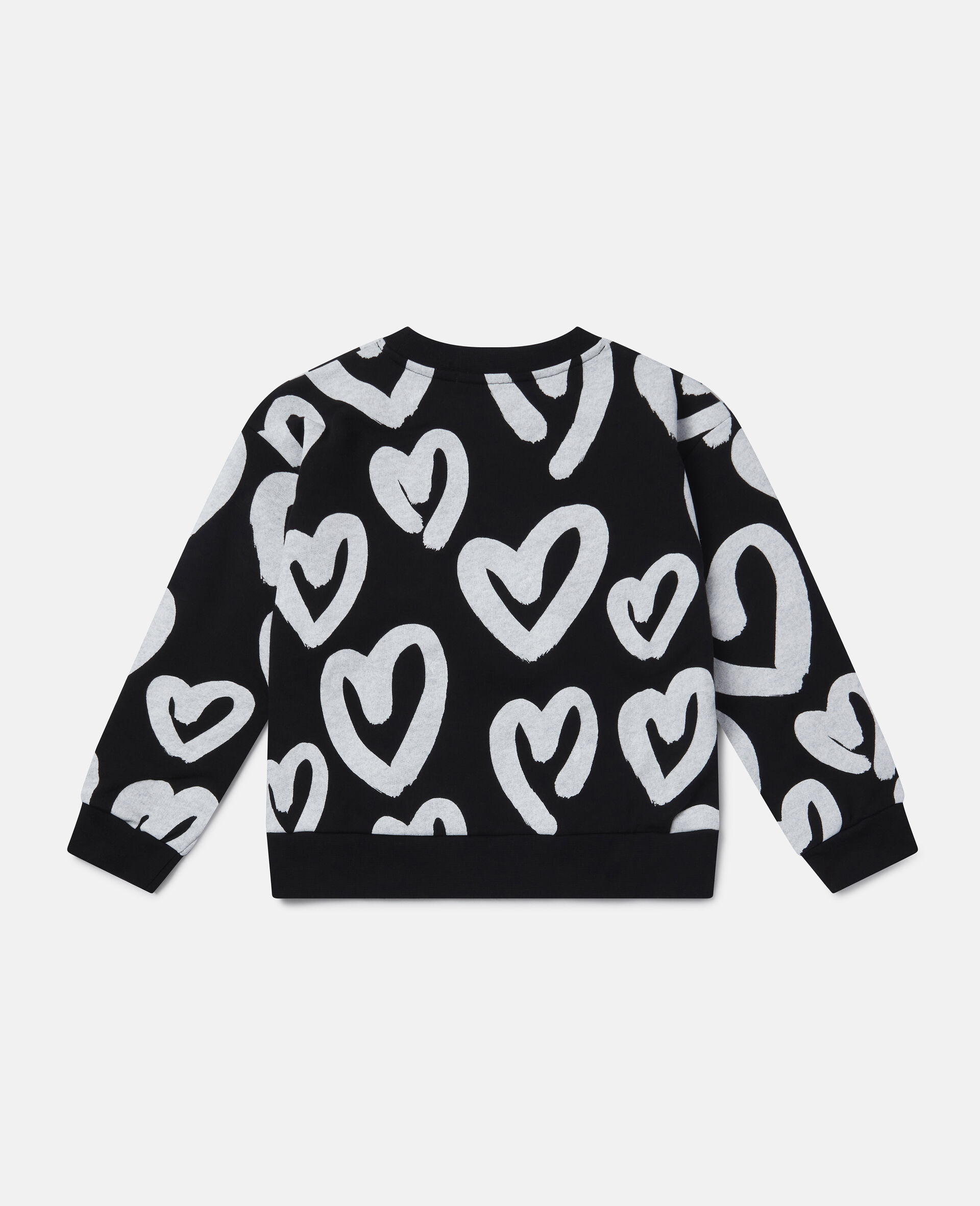 Heart Print Fleece Sweatshirt-Black-large image number 2