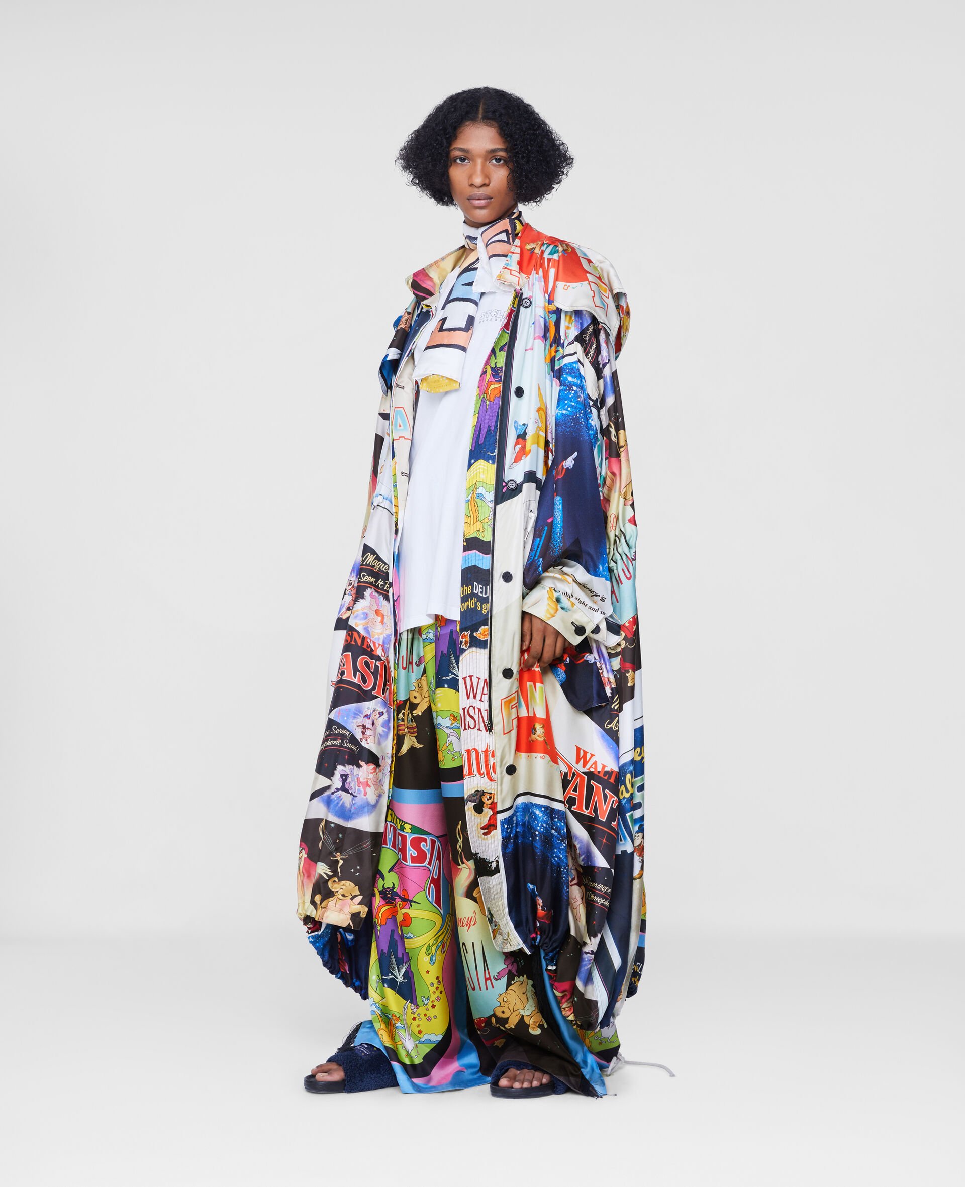 Fantasia Poster Print Trench Coat-Multicoloured-large image number 1