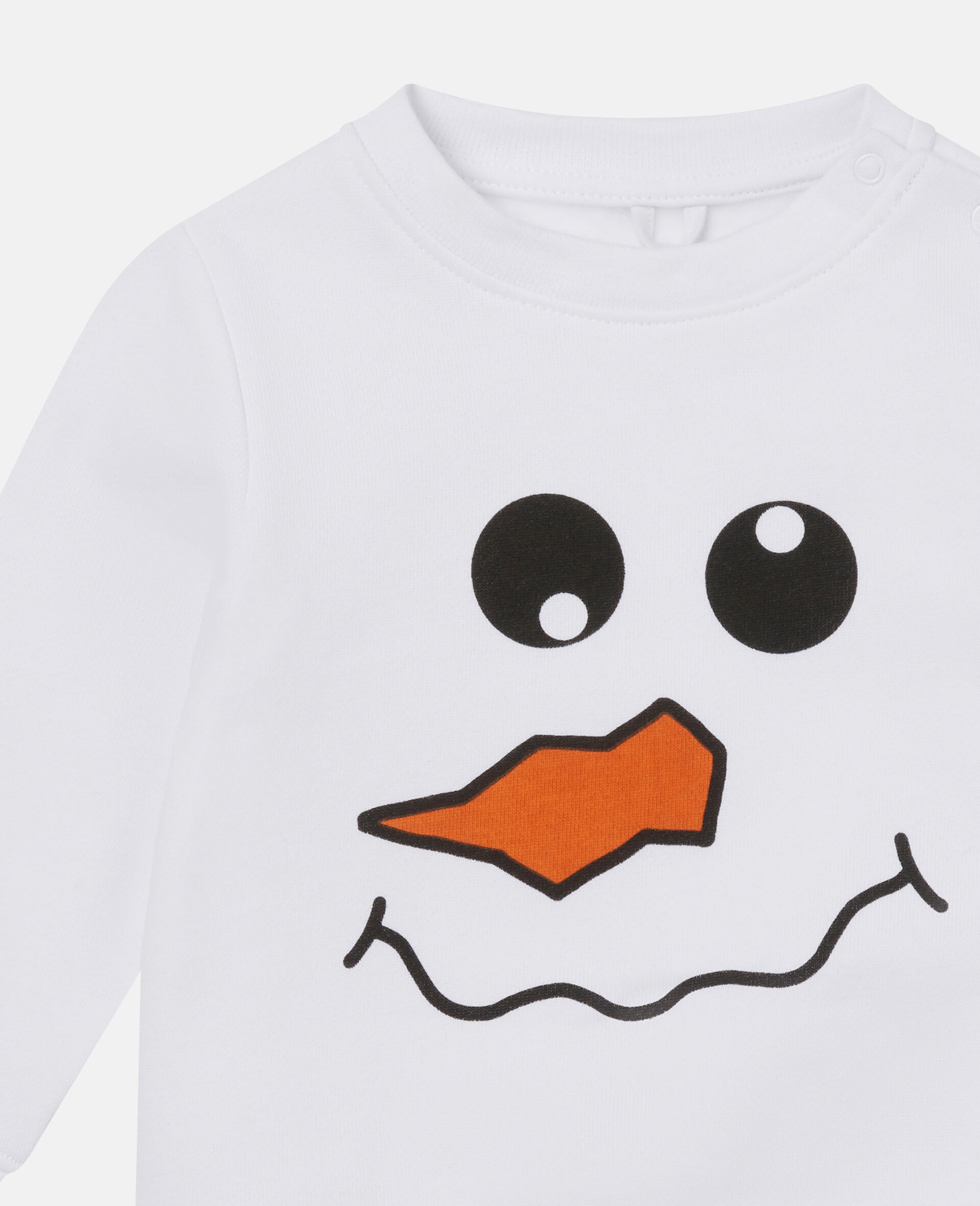 Fleece Christmas Snowman Print Sweatshirt-White-large image number 1