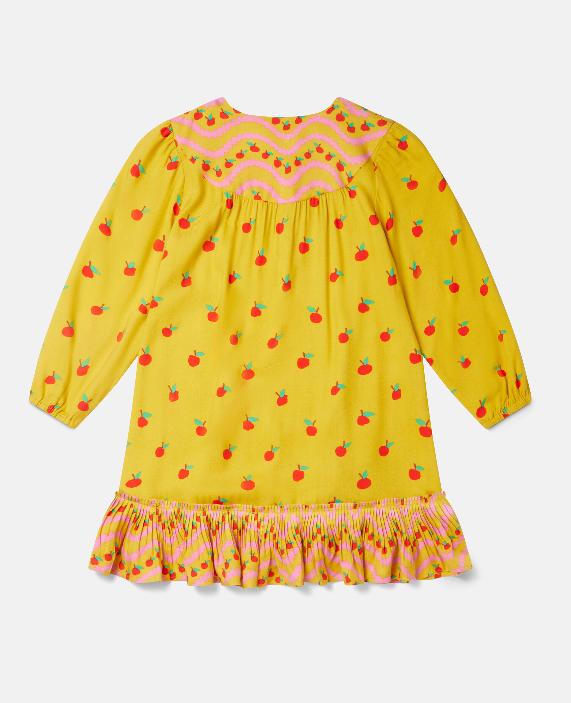 Apple Print Twill Dress-Yellow-large image number 0