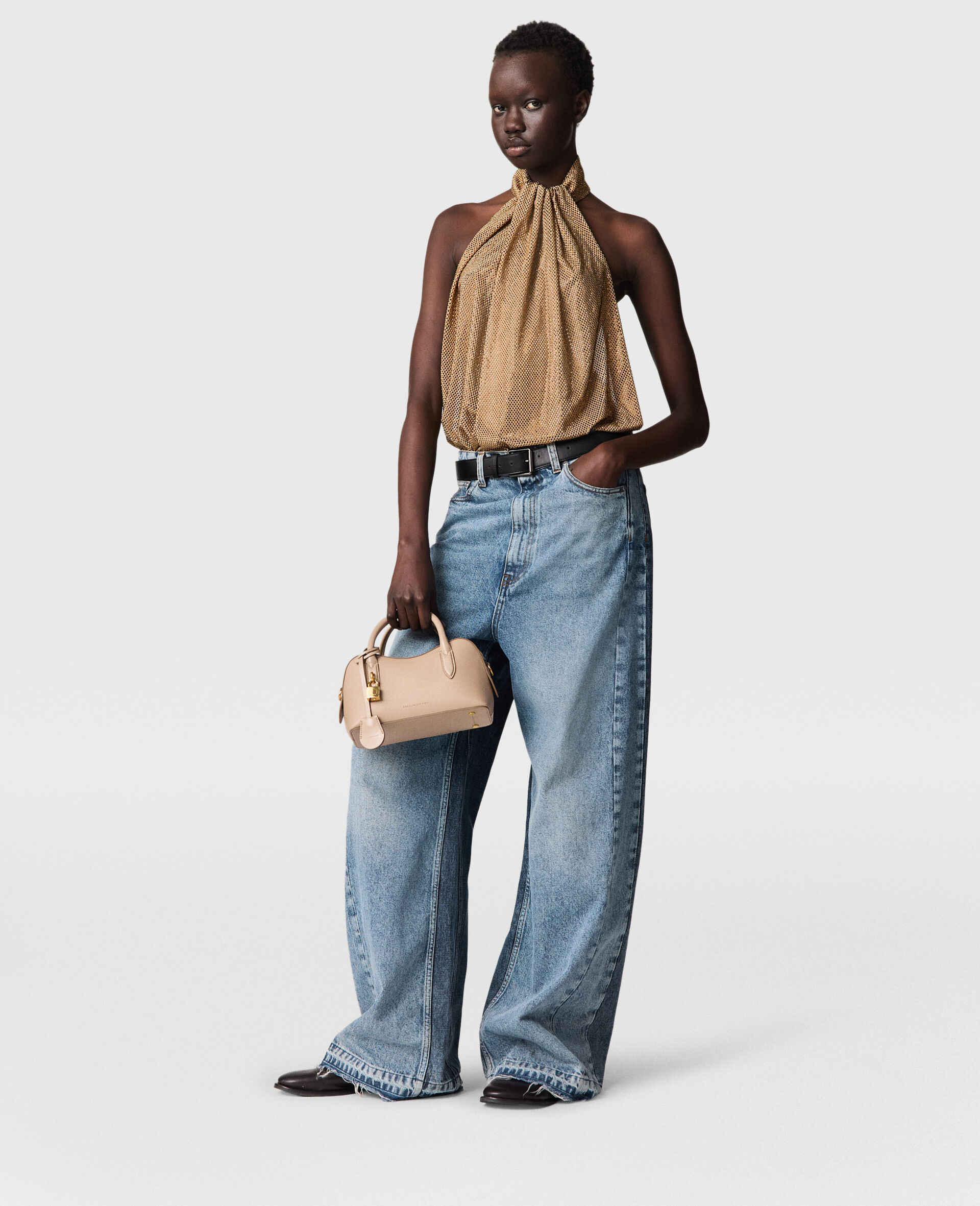 Two-Tone Wash Slouchy Straight Leg Jeans-Blue-large image number 1