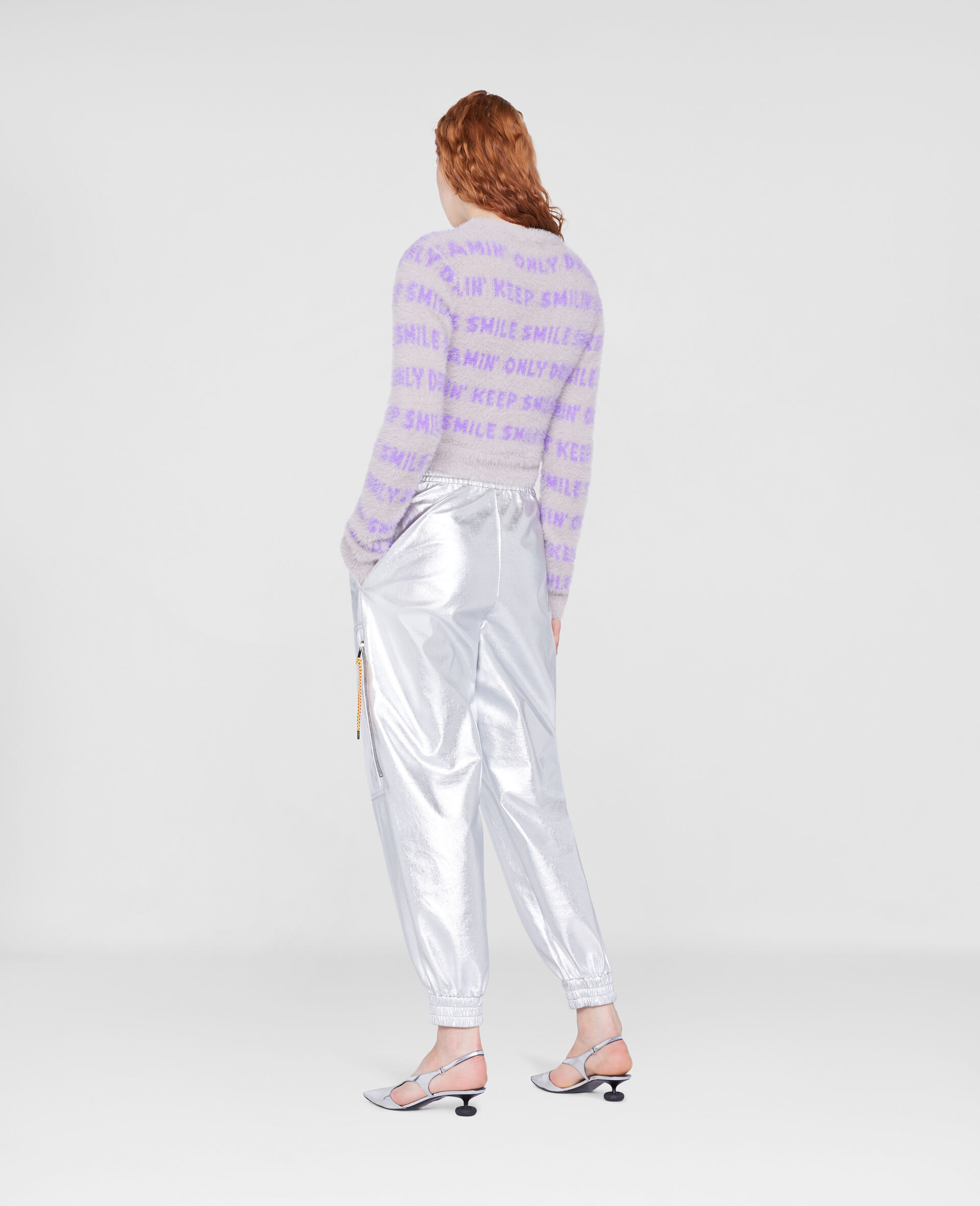 Pantalon enduit argente-Gris-large image number 2