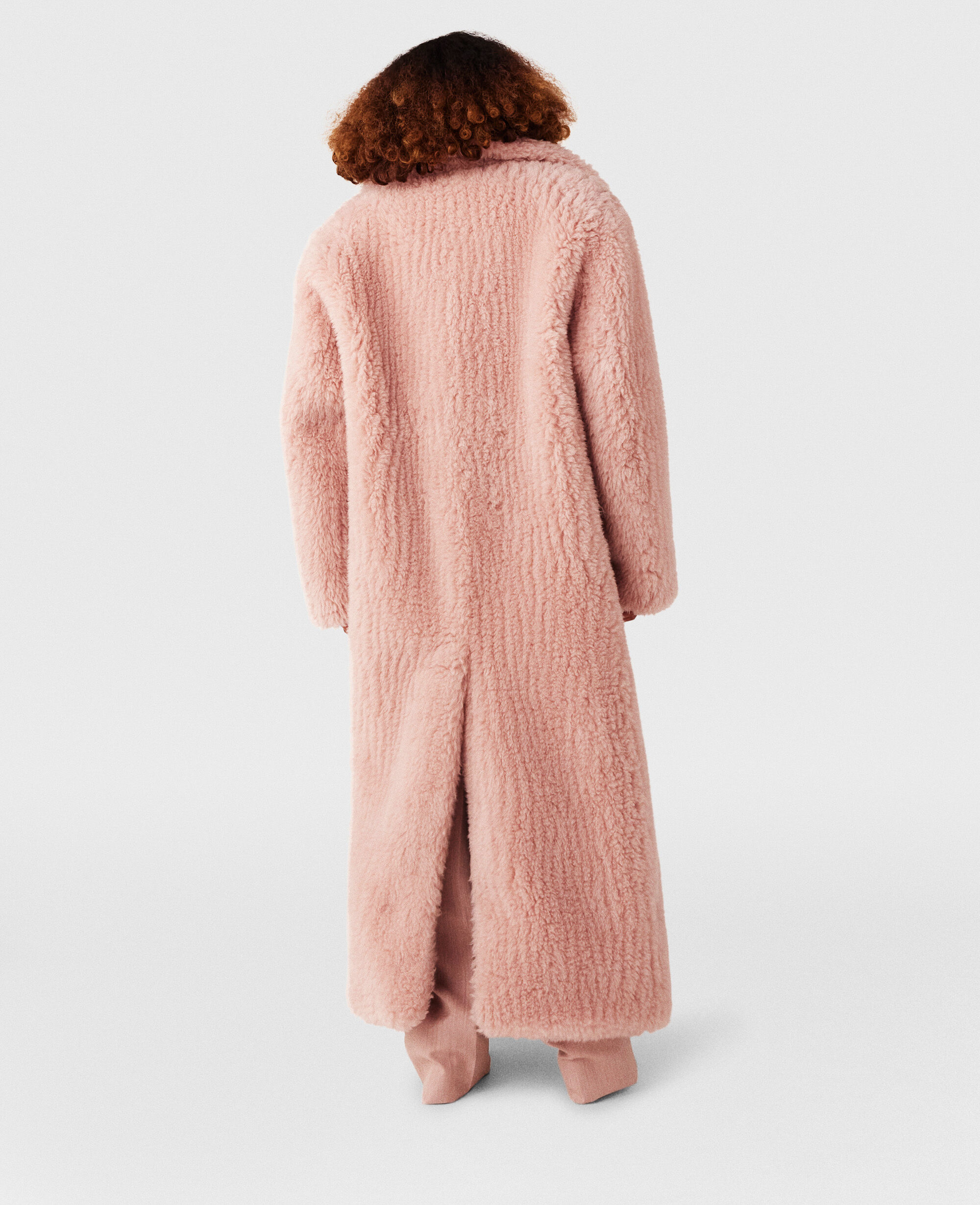 Women ダスティ ピンク オーバーサイズ プラッシュ テディ ロングコート | Stella McCartney JP