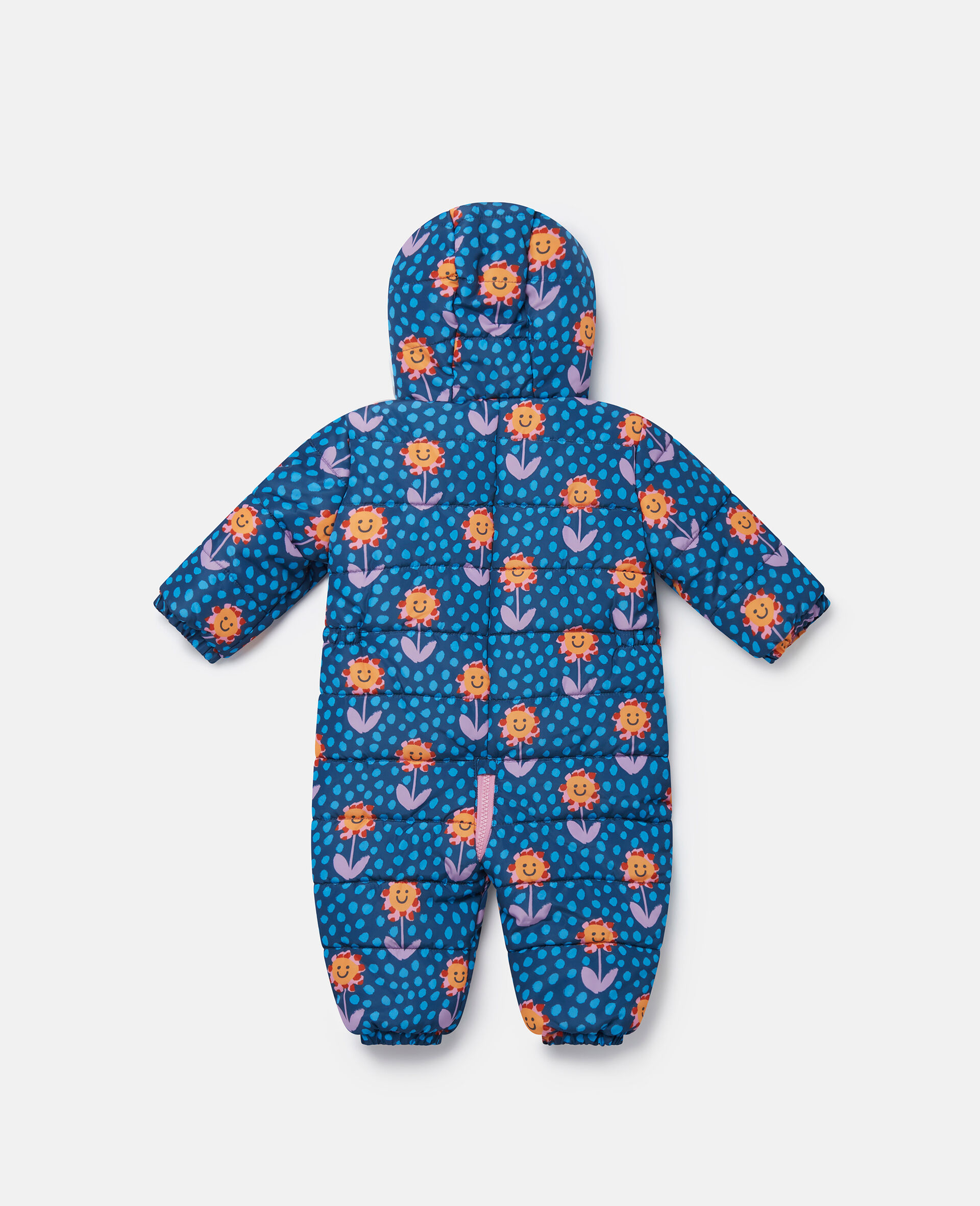 Smiling Flower Print Pramsuit-Blue-large Smiling Flower Print Pramsuit-Blue-large image number 2