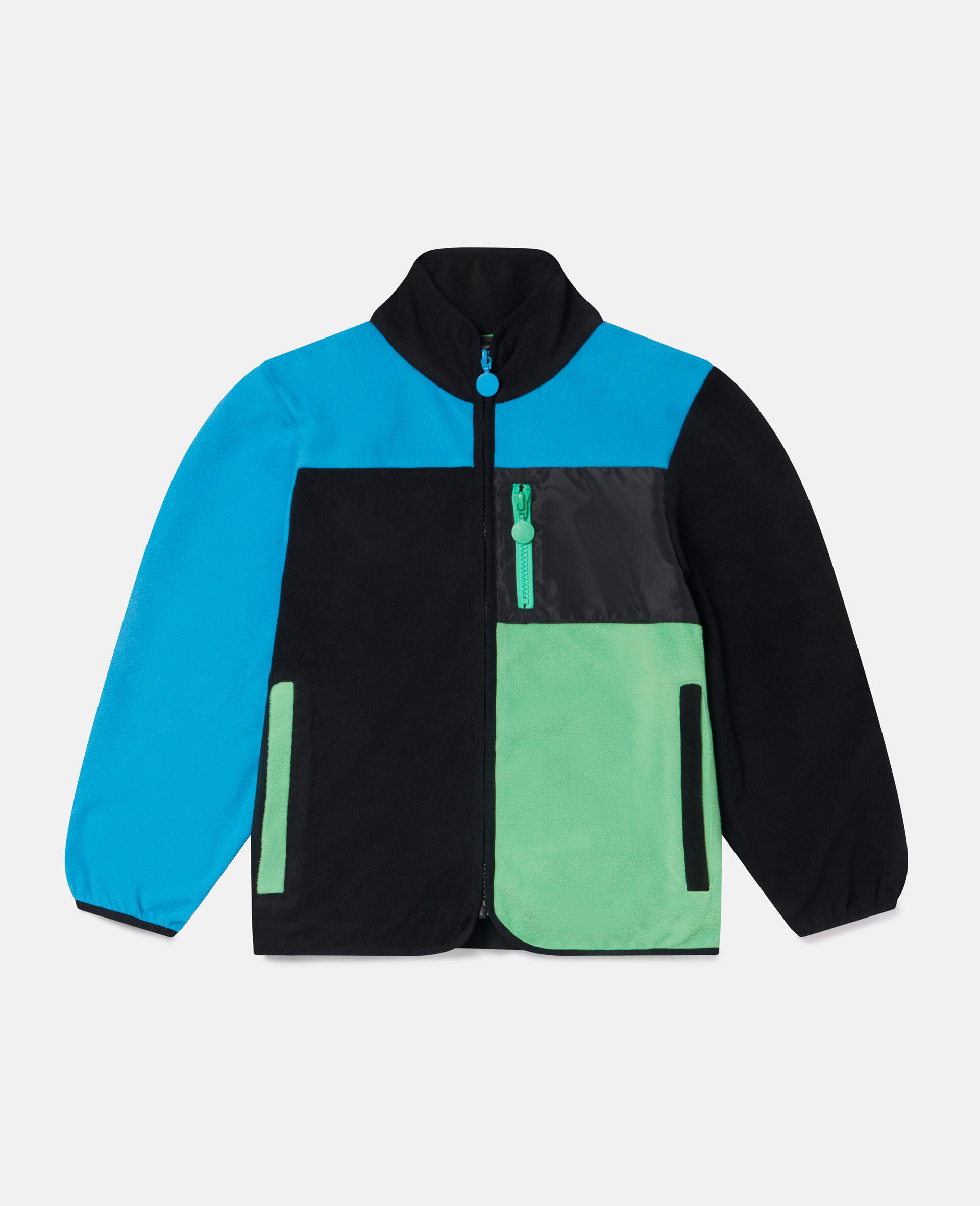 Colourblock Logo Teddy Zip Fleece-Multicolour-large image number 0