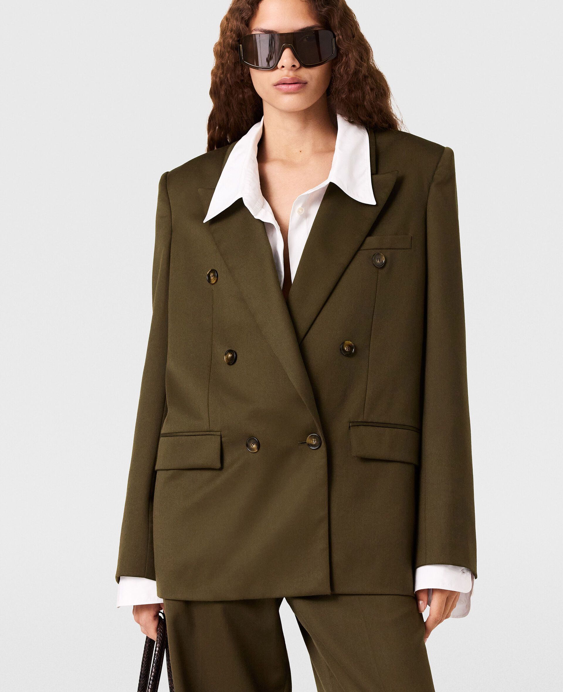 Double-Breasted Blazer-Green-model