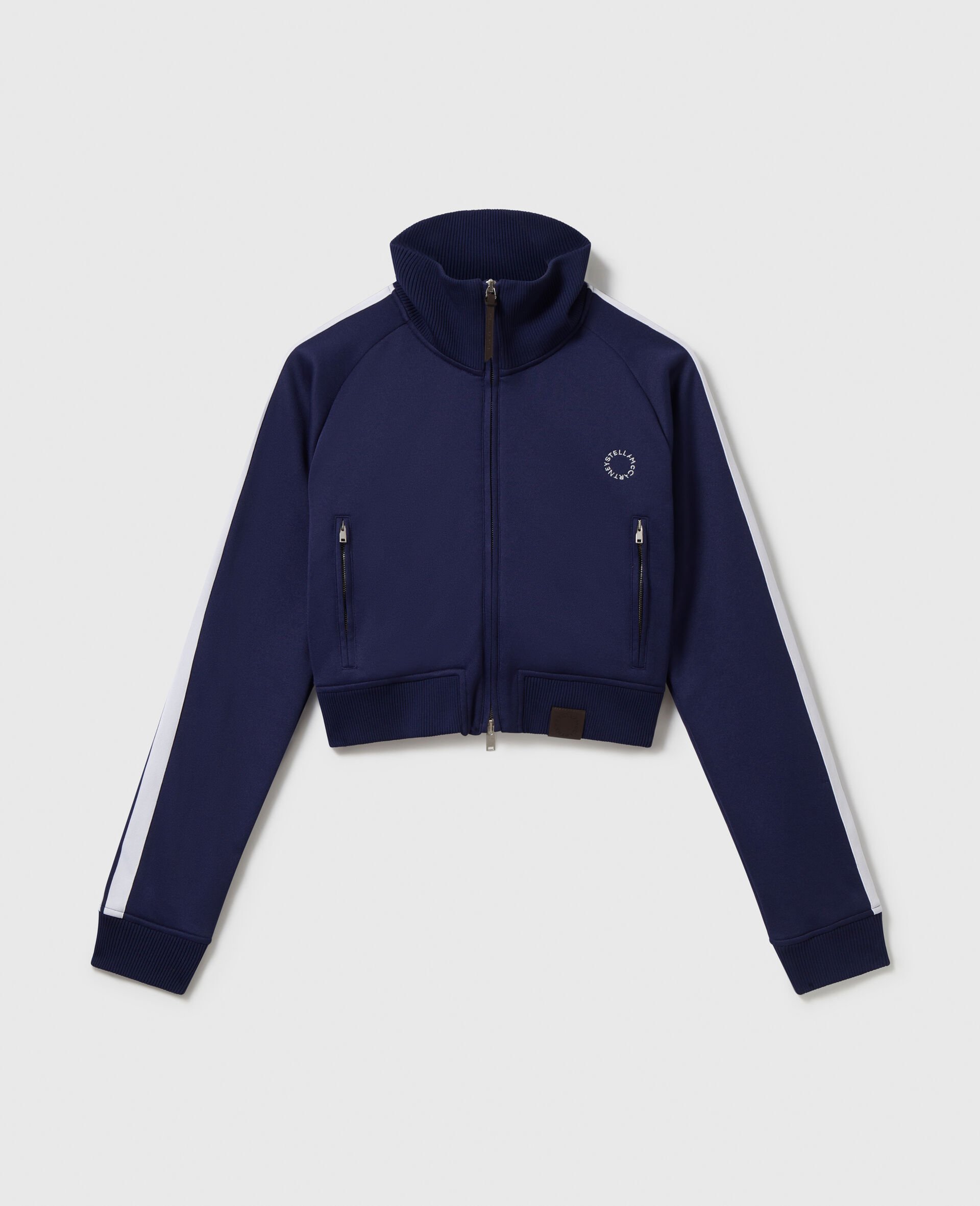 High-Neck Double Stripe Track Jacket-Blue-medium