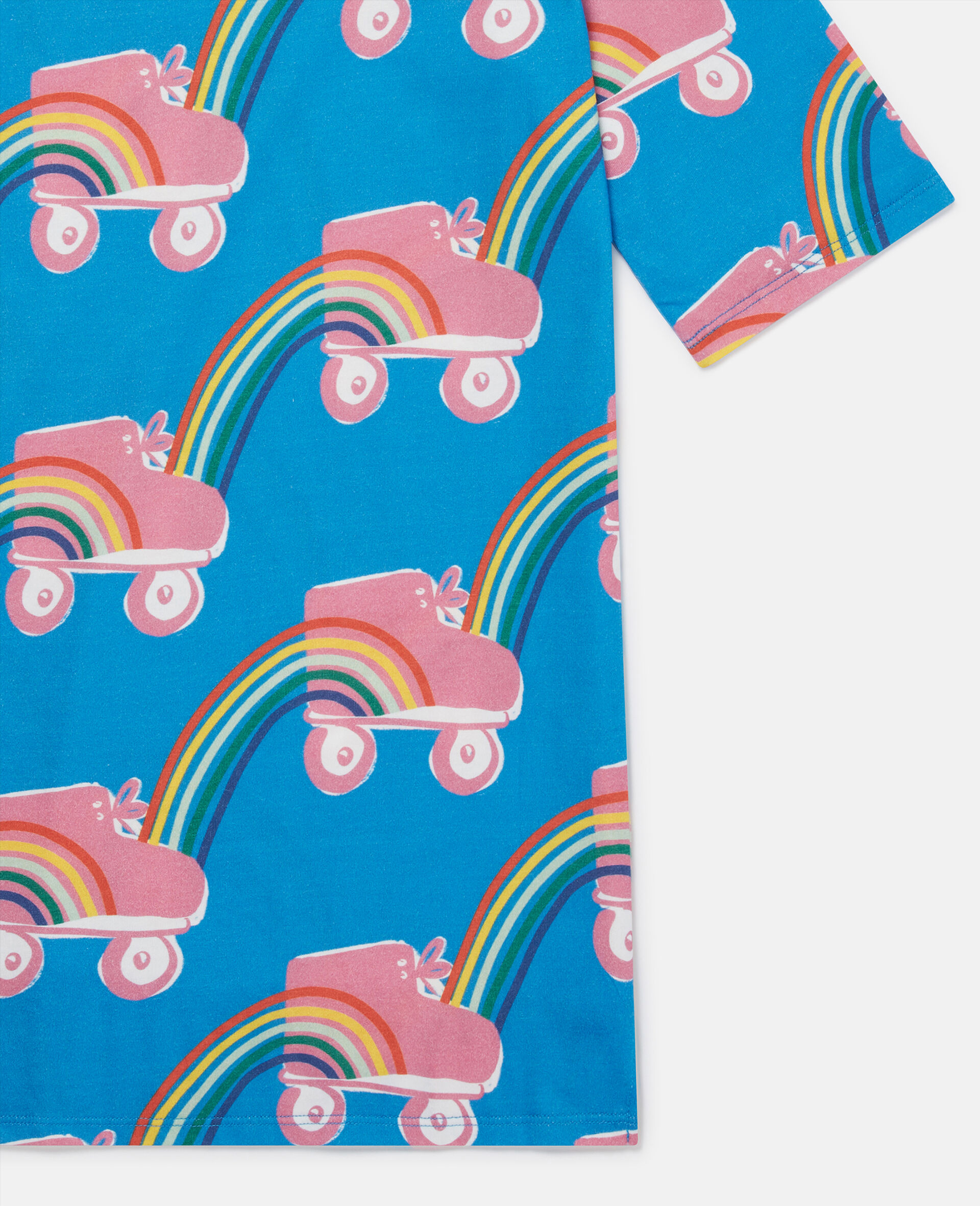 Rollerskate Rainbow Print T-Shirt-Blue-large image number 3