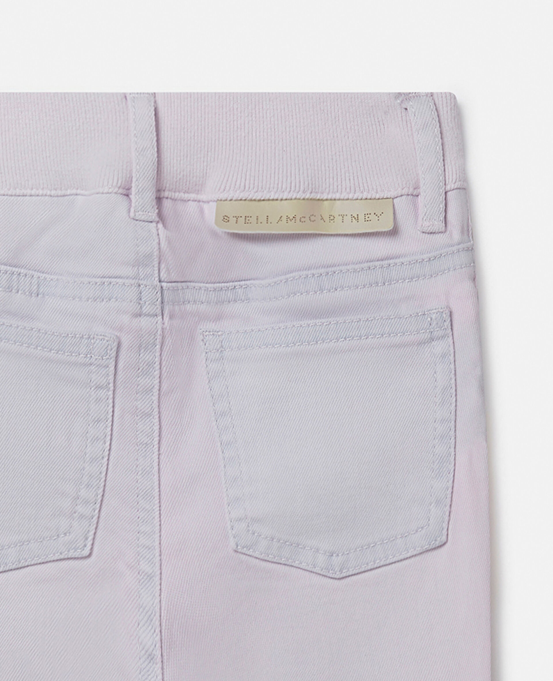 Lion Embroidery Knee Patch Slim Fit Jeans-White-large image number 3