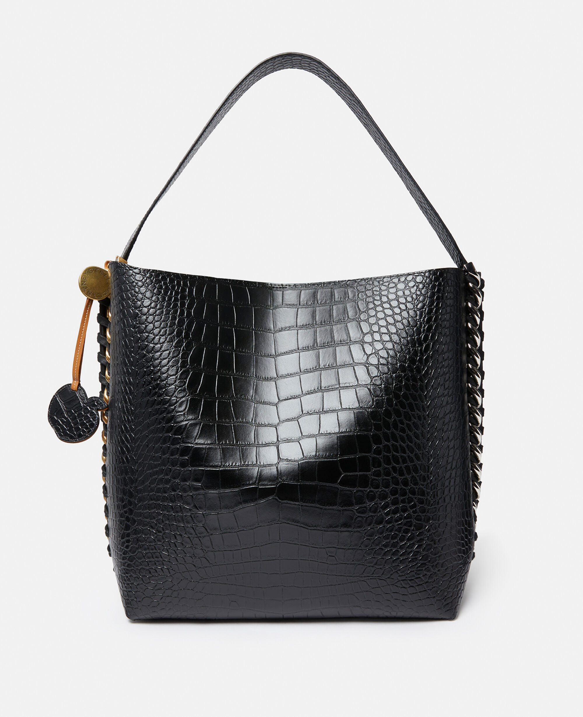 STELLAMcCARTNEY / バッグ/レザー/BLK/410875W9896-0 Women Black Frayme Croc-Effect Embossed Tote Bag | Stella McCartney US