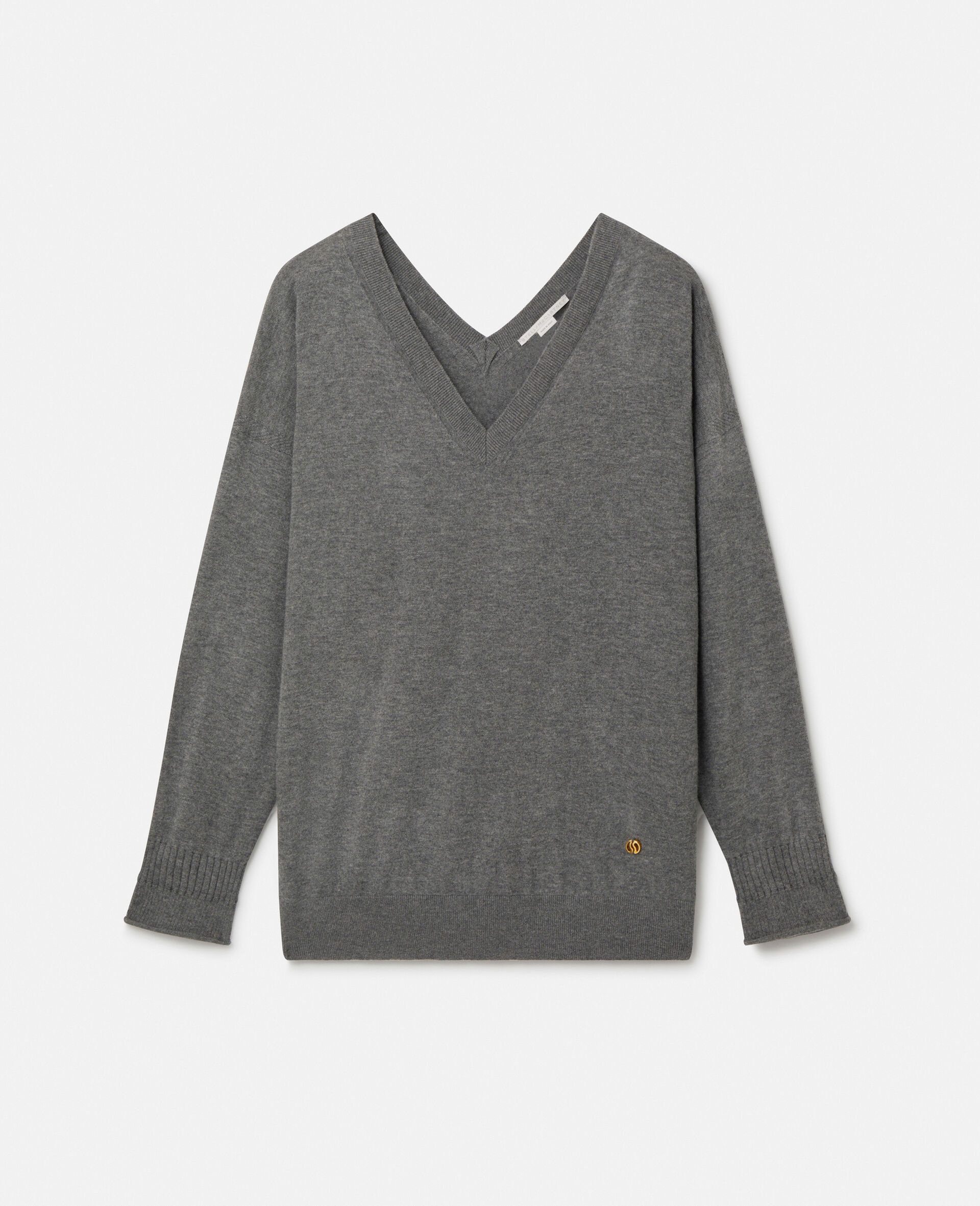 V-Neck Long Sleeved Jumper-Grey-large image number 0