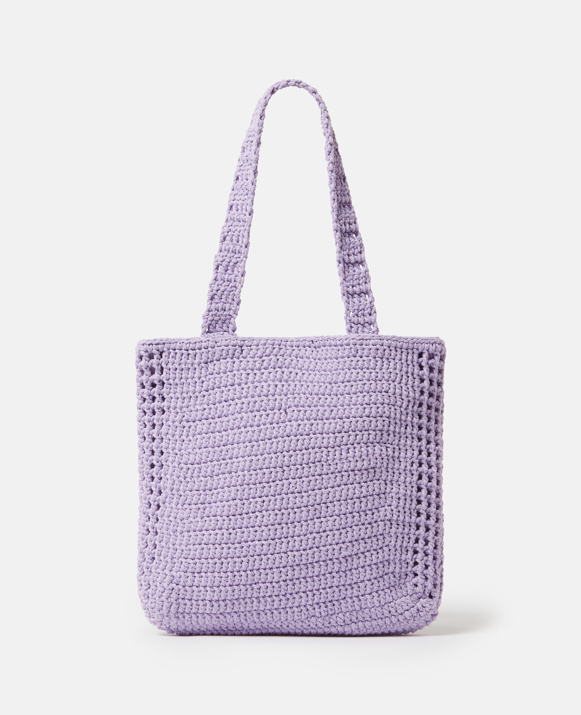 Stay Earthy Graphic Knitted Tote Bag-Purple-large image number 2