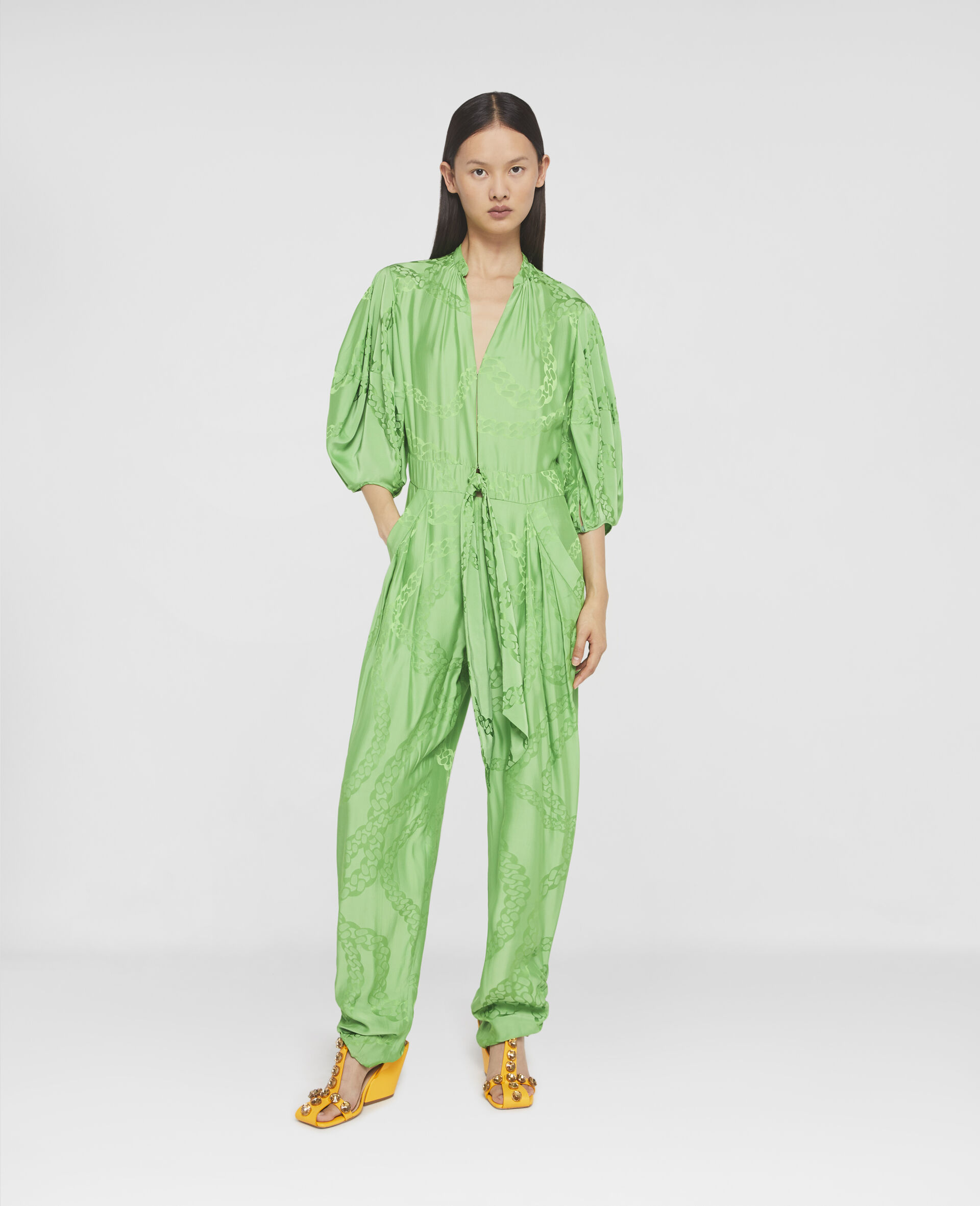Falabella Print Silk Jacquard Jumpsuit-Green-large image number 1