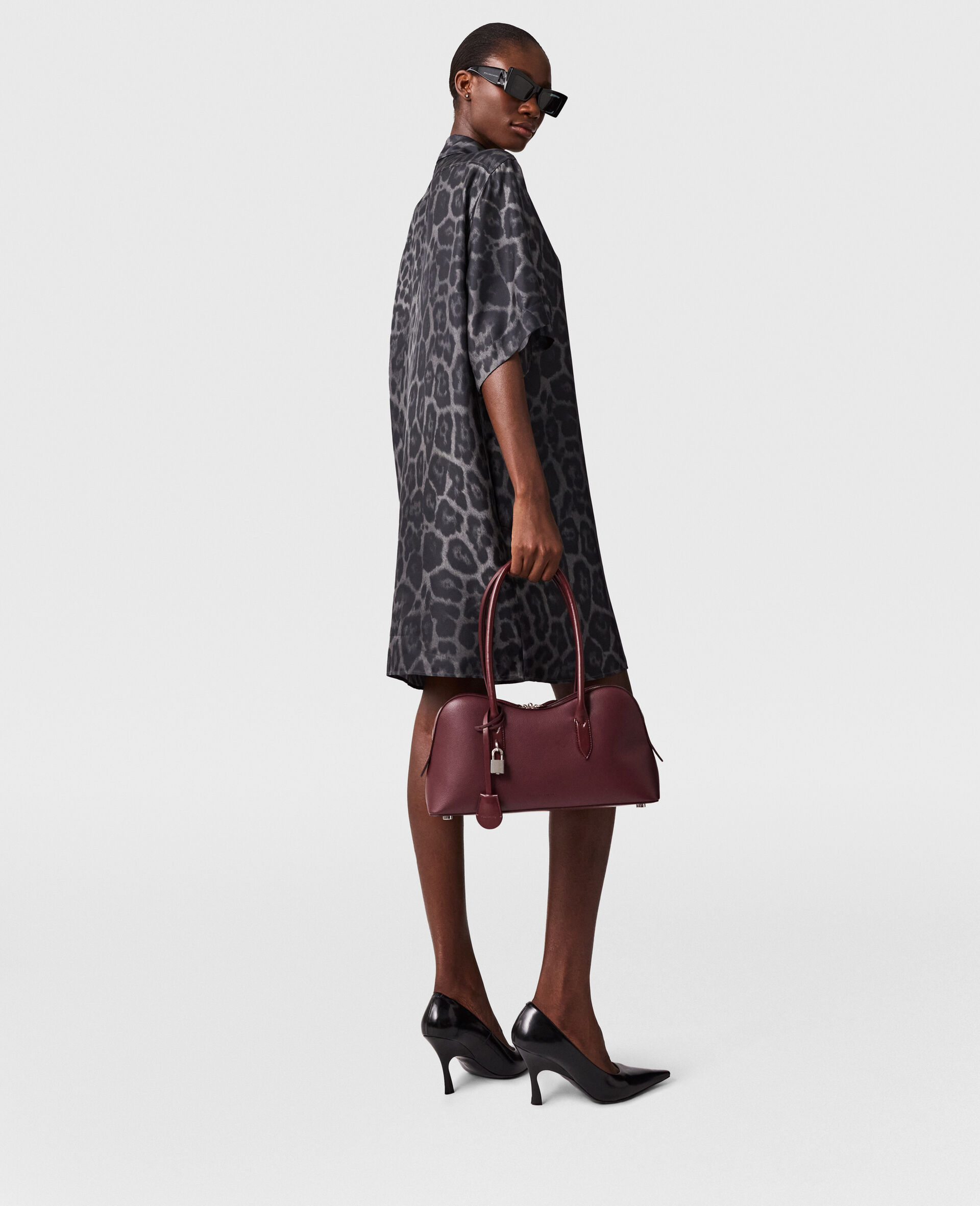 Minikleid mit Krawattenkragen-Grau-large image number 3