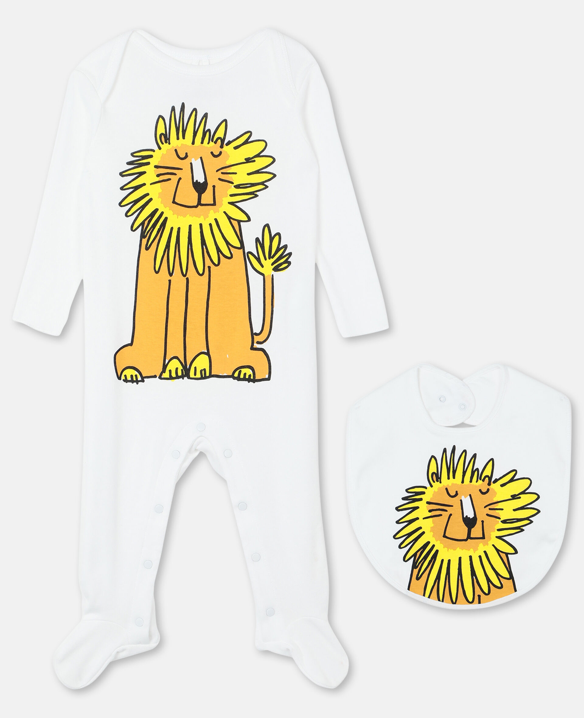 lion 棉质婴儿连体服与围兜套装