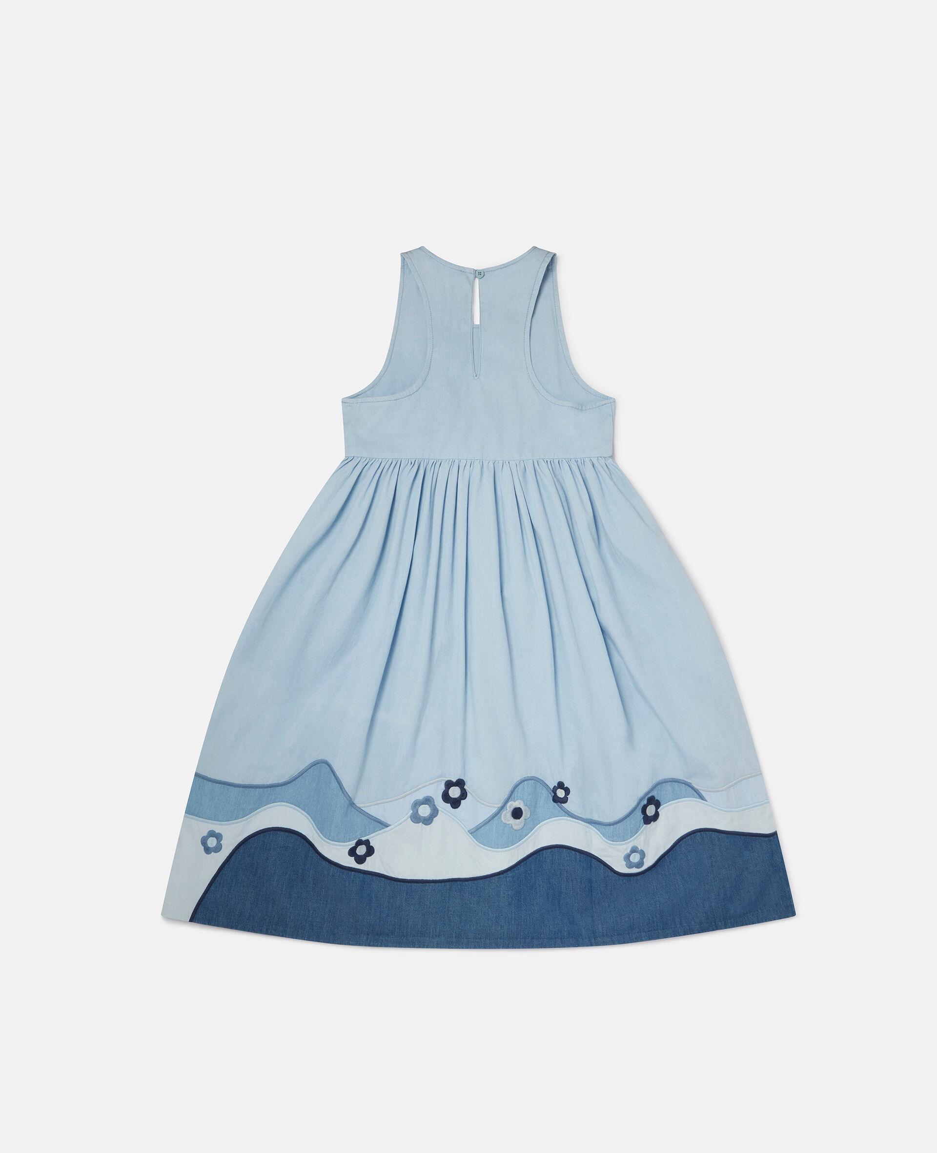 Landscape Patchwork Chambray Dress-Blue-large image number 2