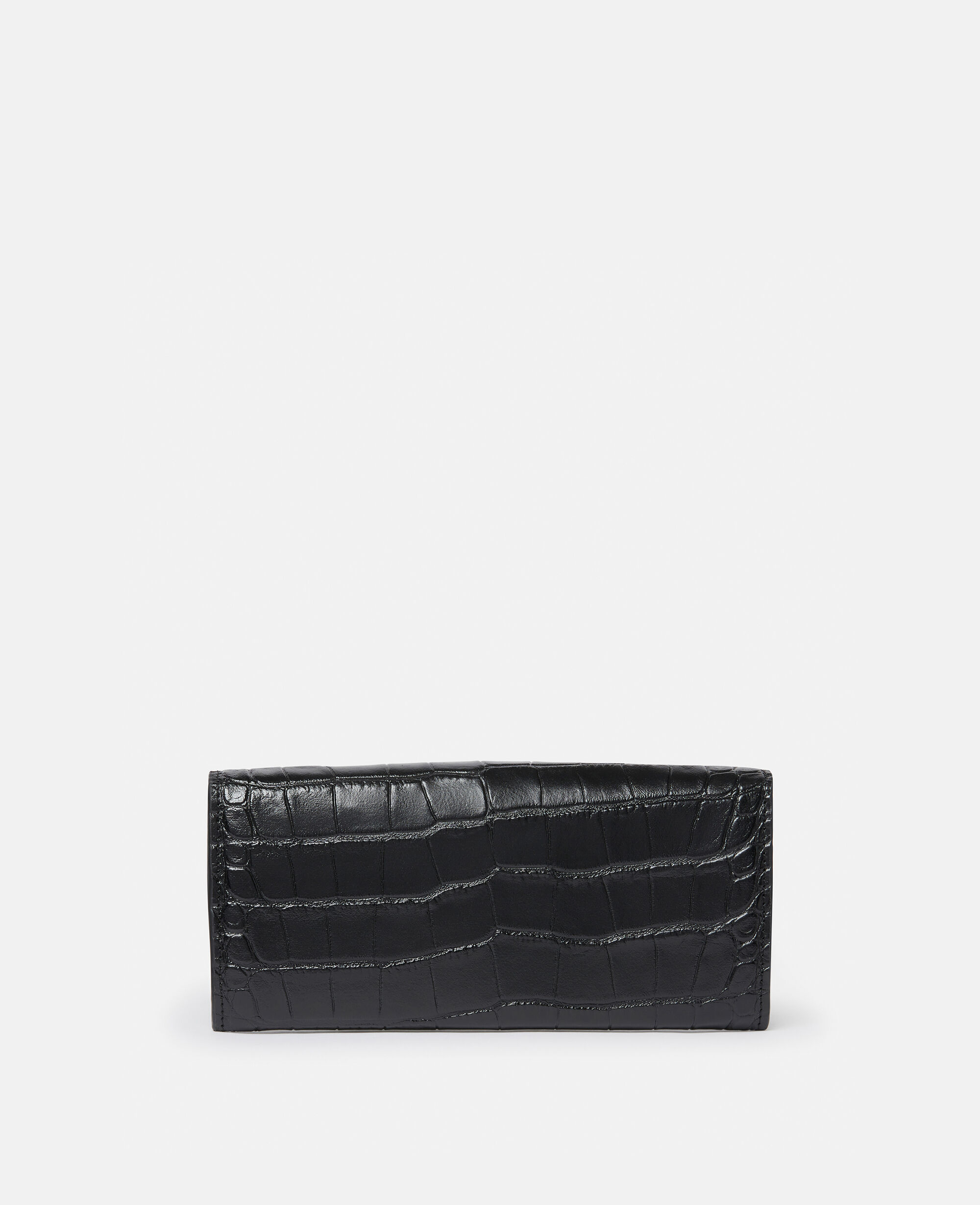 STELLA MCCARTNEY S-ウェーブ コンチネンタルウォレット BLACK Women ブラック S-ウェーブ クロコ風エンボス コンチネンタル
