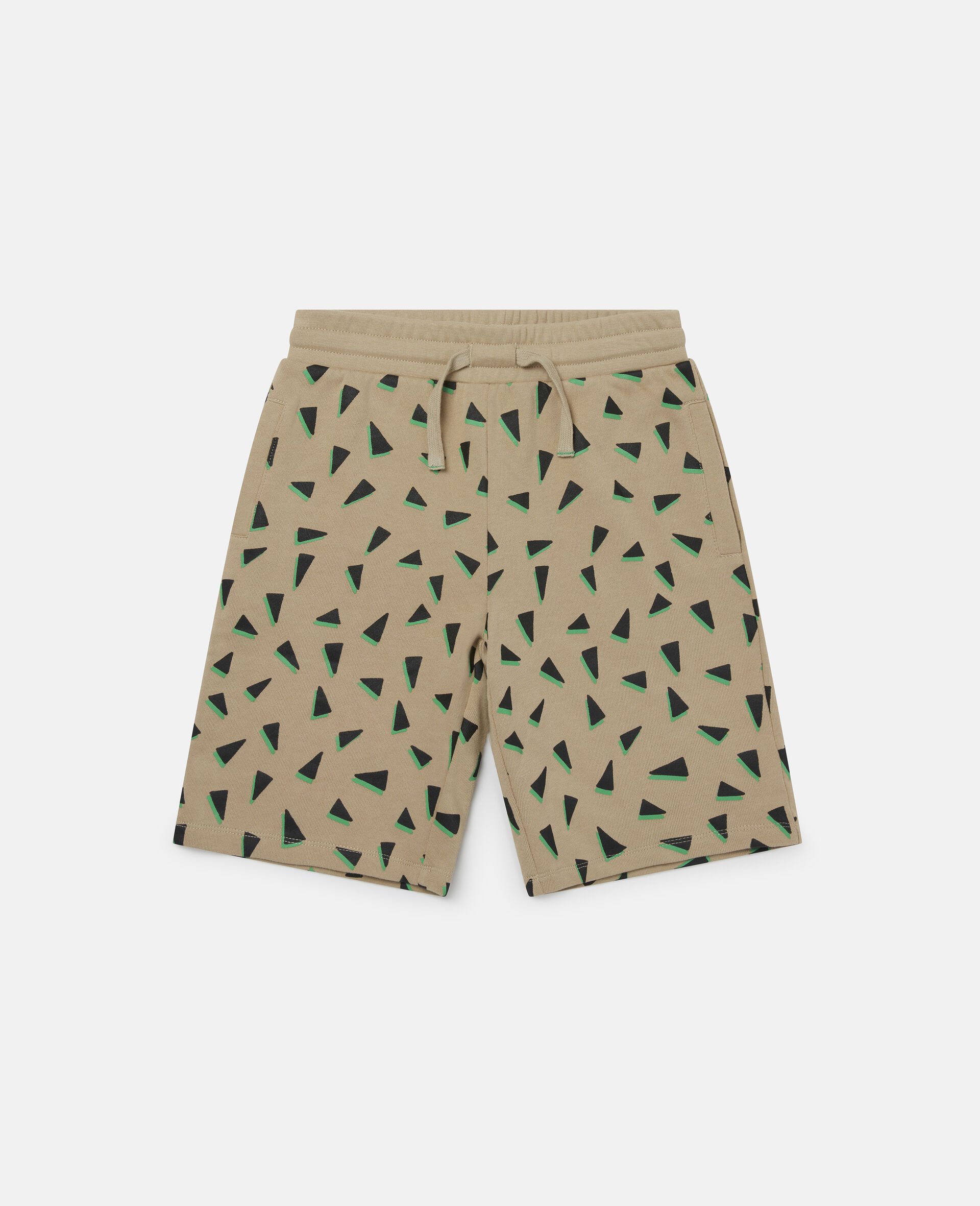 Spike Print Cotton Fleece Shorts -Beige-large image number 0