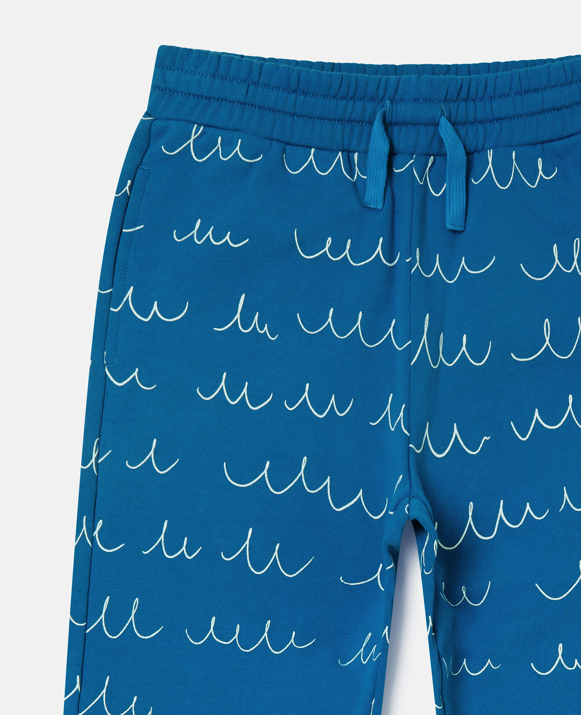 Monster Print Drawstring Joggers-Blue-medium