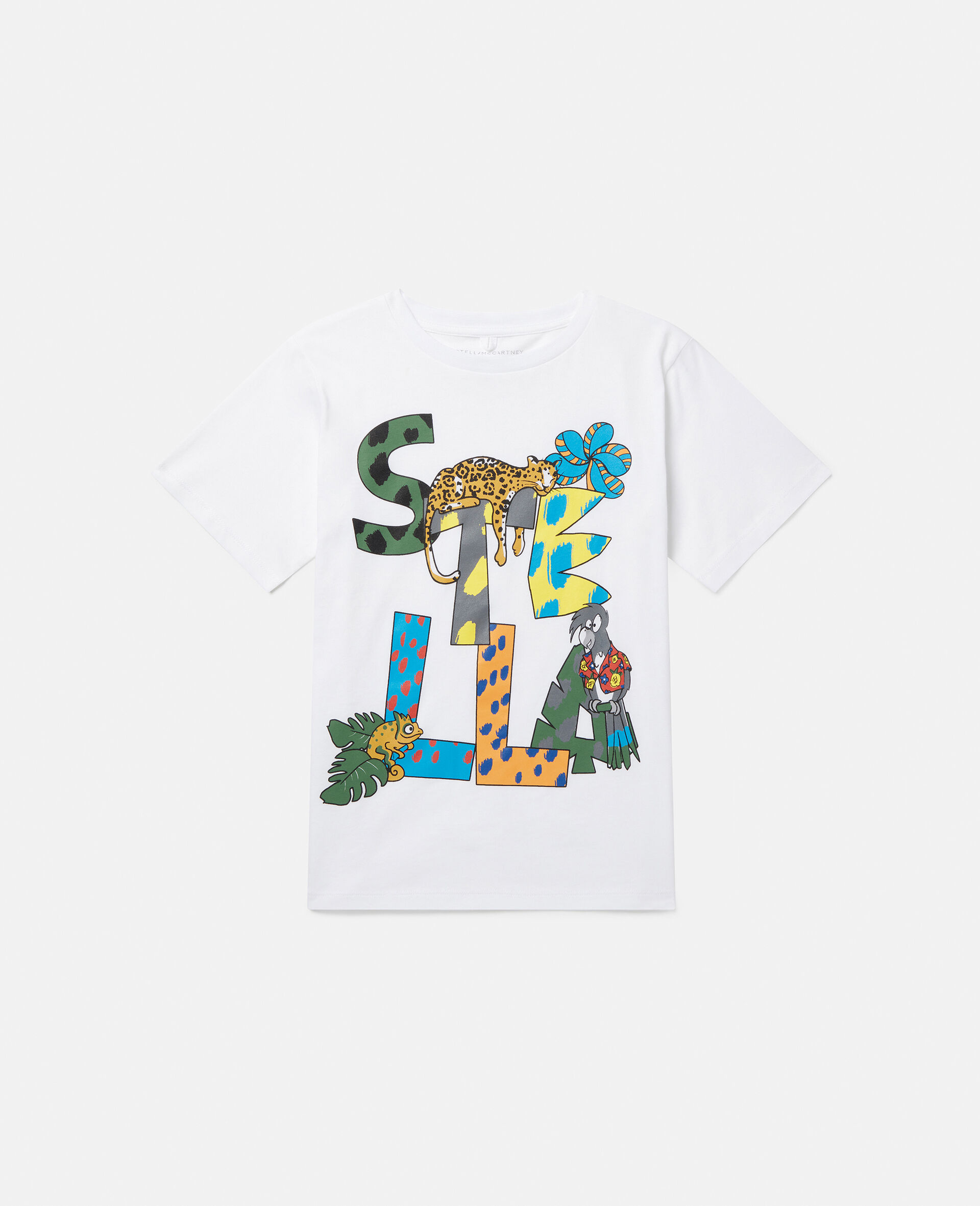 T-Shirt mit Stella Logo und Dschungel-Print-Weiß-large image number 0