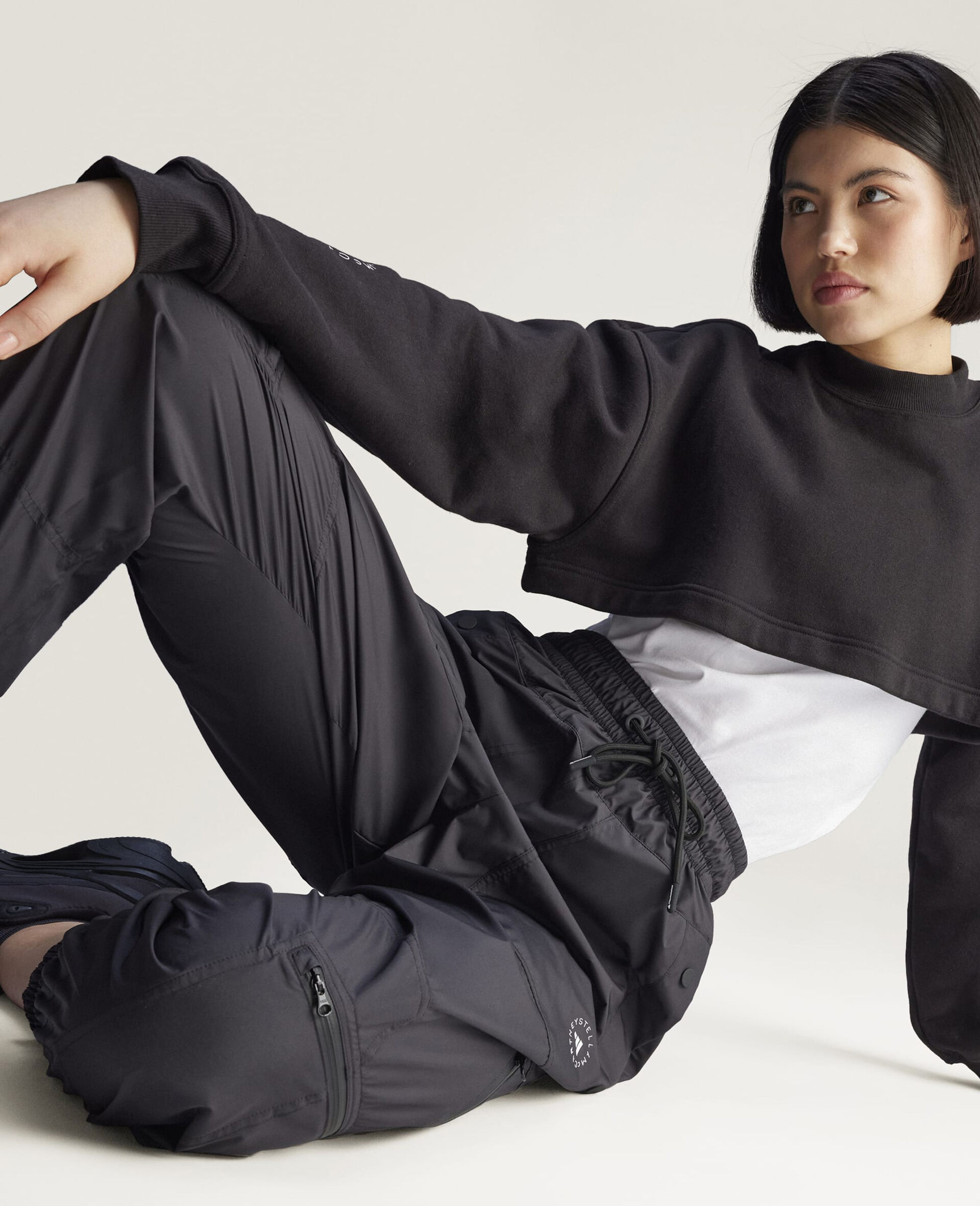 ジップ ウーブン トラックパンツ-ブラック-large image number 5