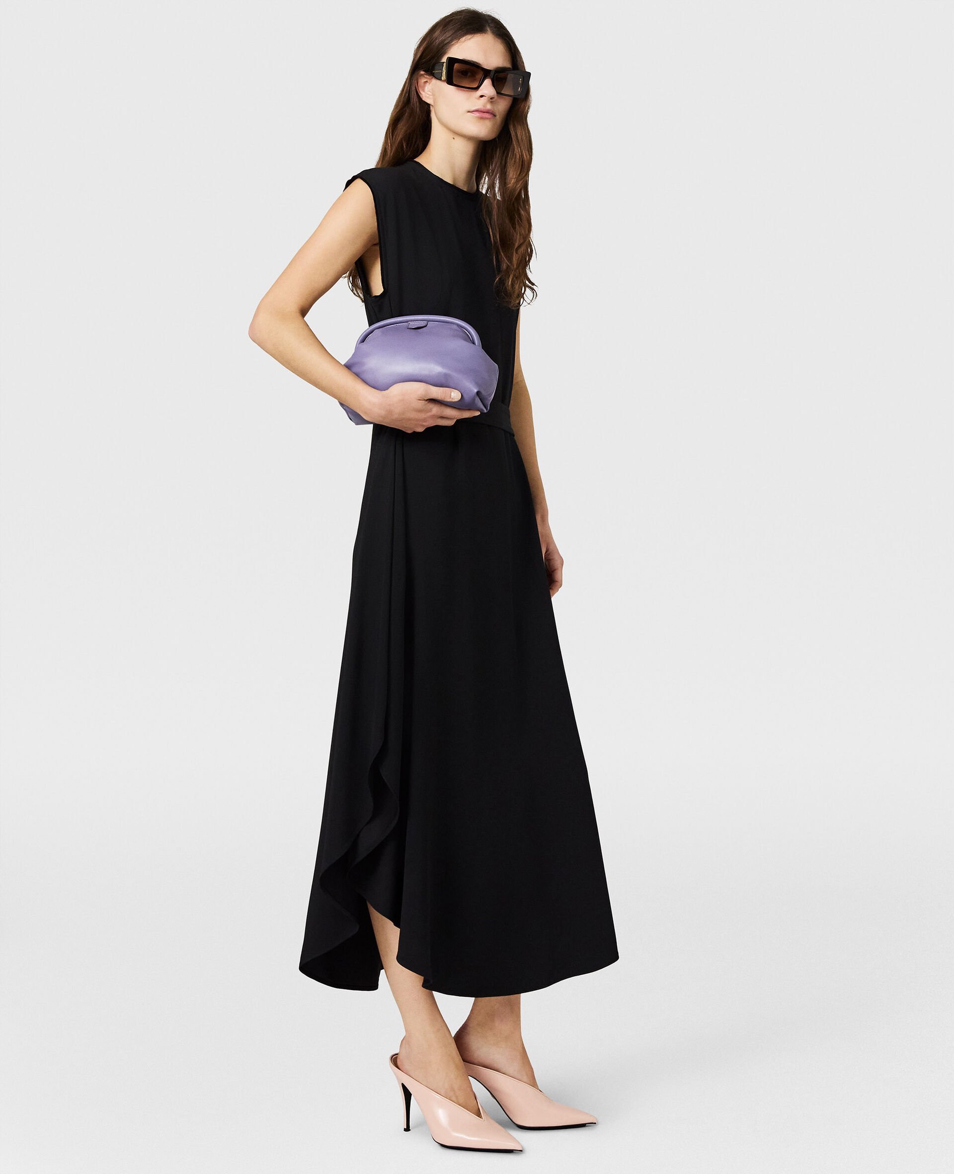 Envers Satin Long Shift Dress-Black-medium