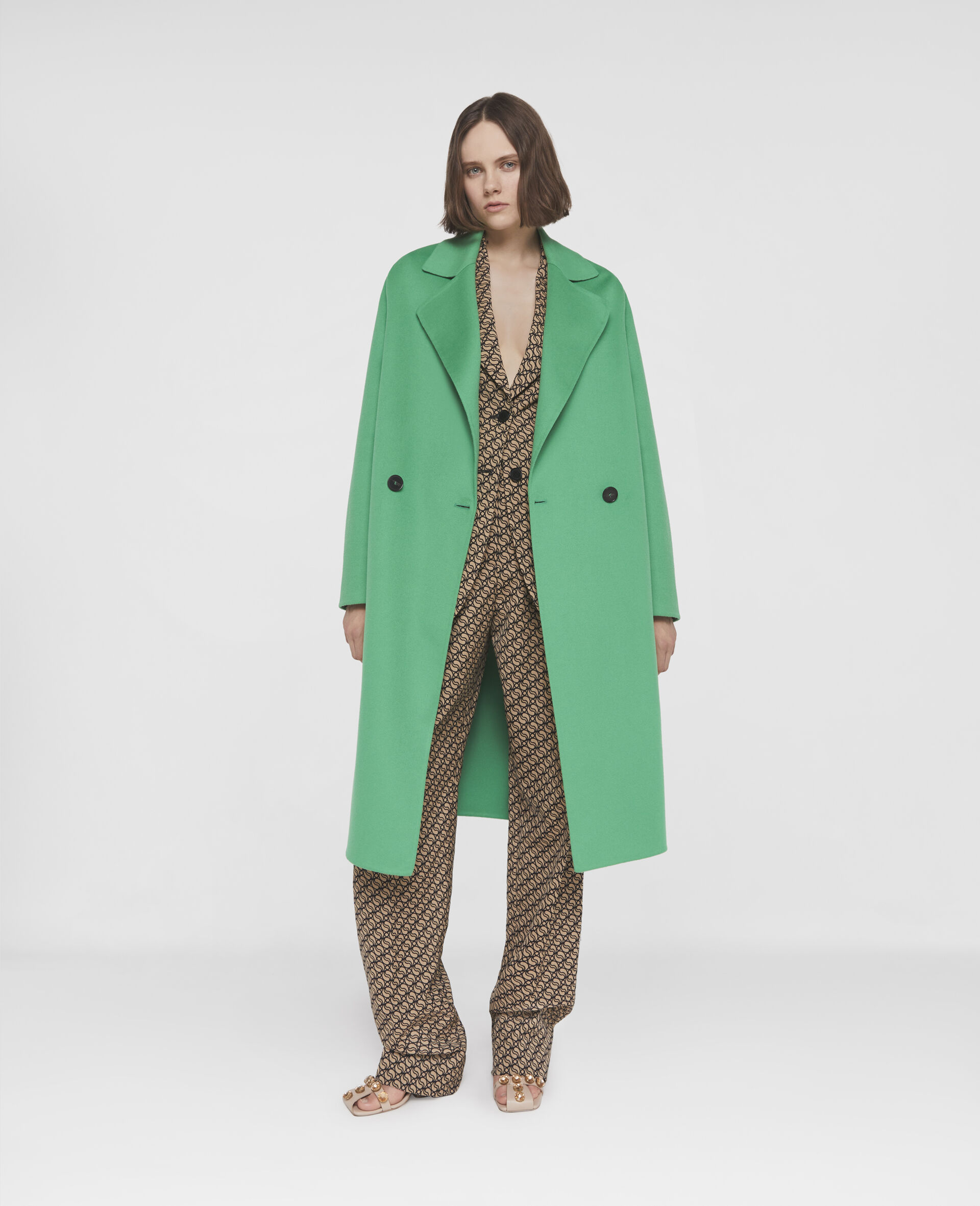Double-Breasted Wool Coat-Brown-large image number 1