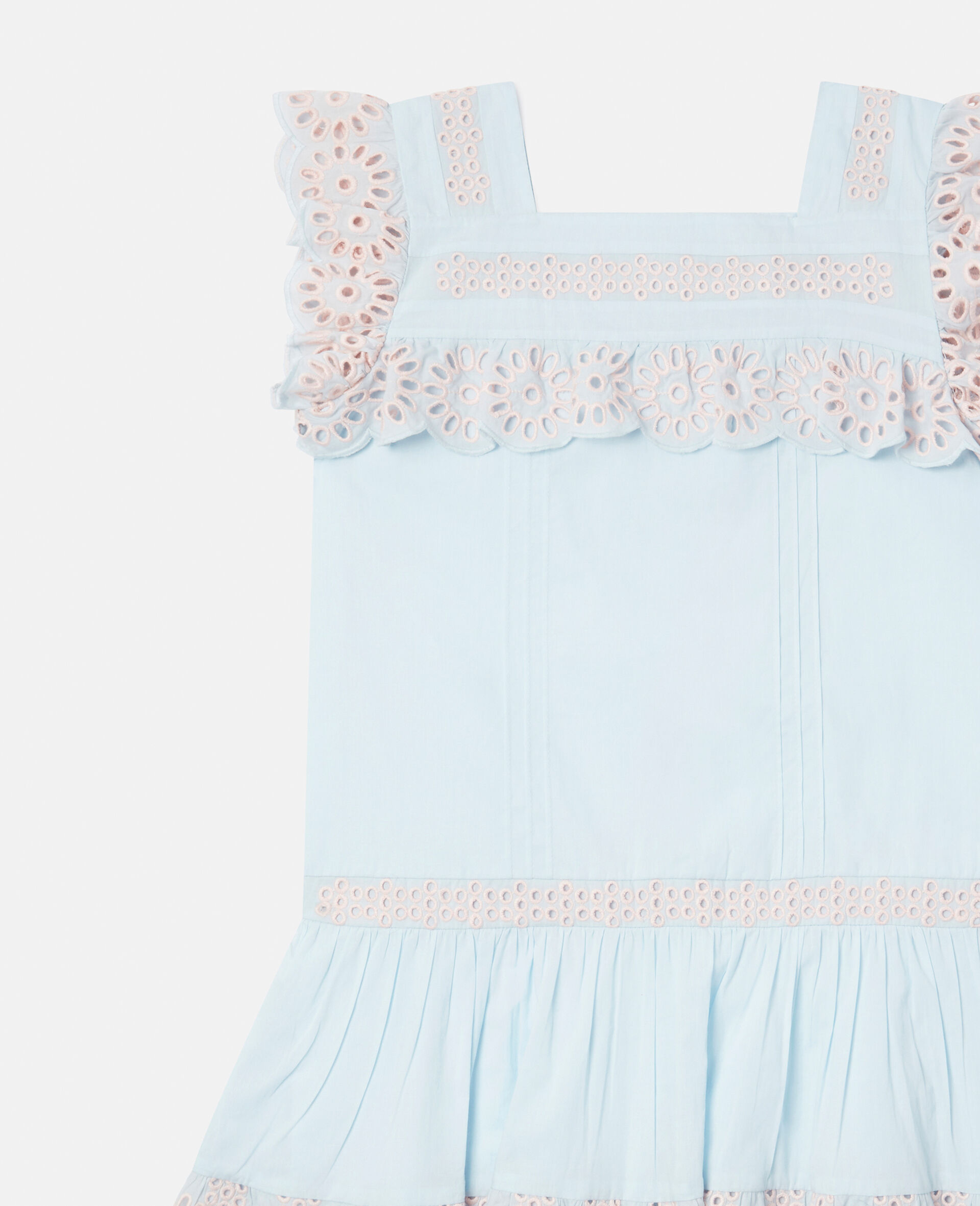 Broderie Anglaise Trim Dress-Blue-large image number 1