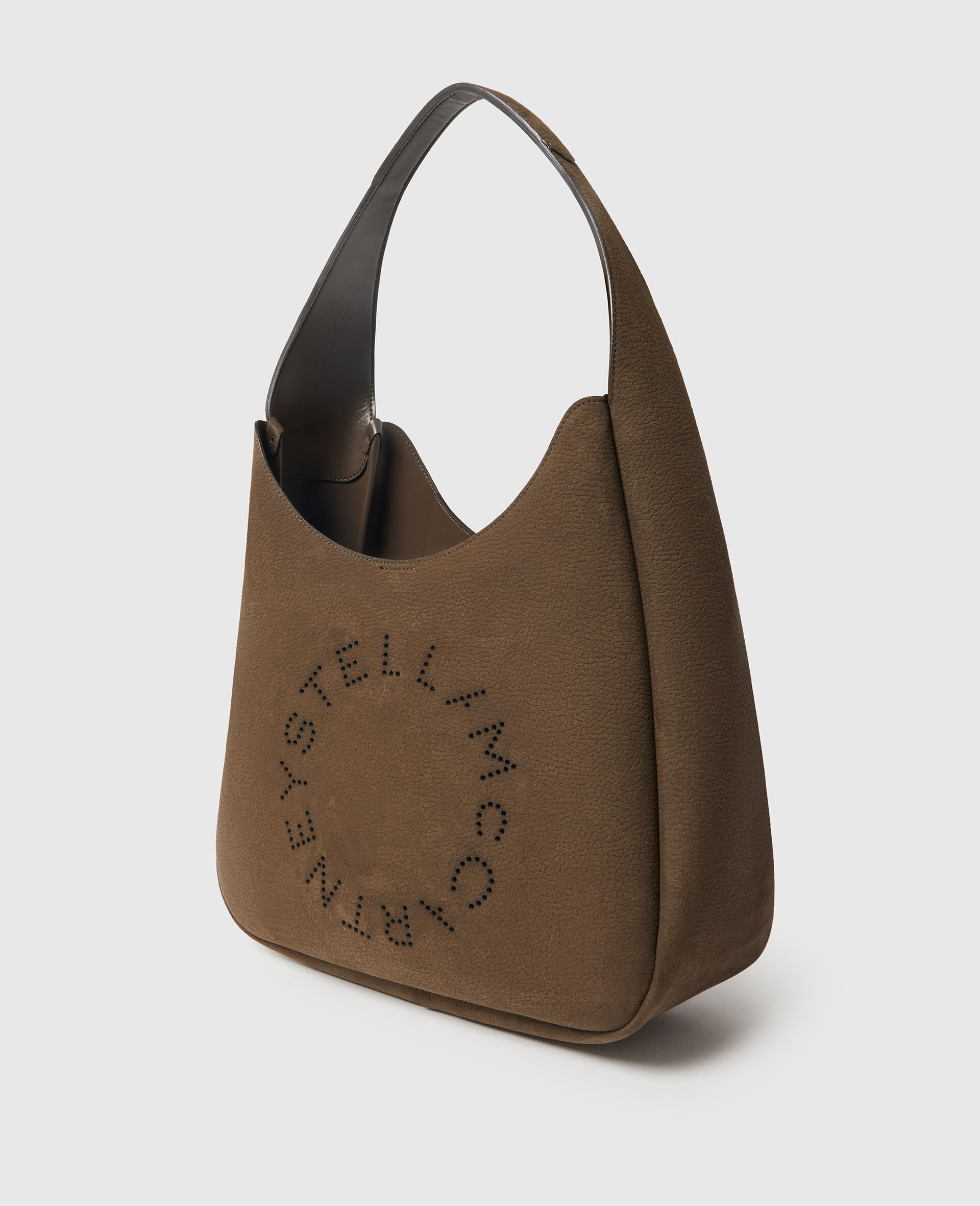 Logo Suede Large Hobo Bag-Brown-large image number 2