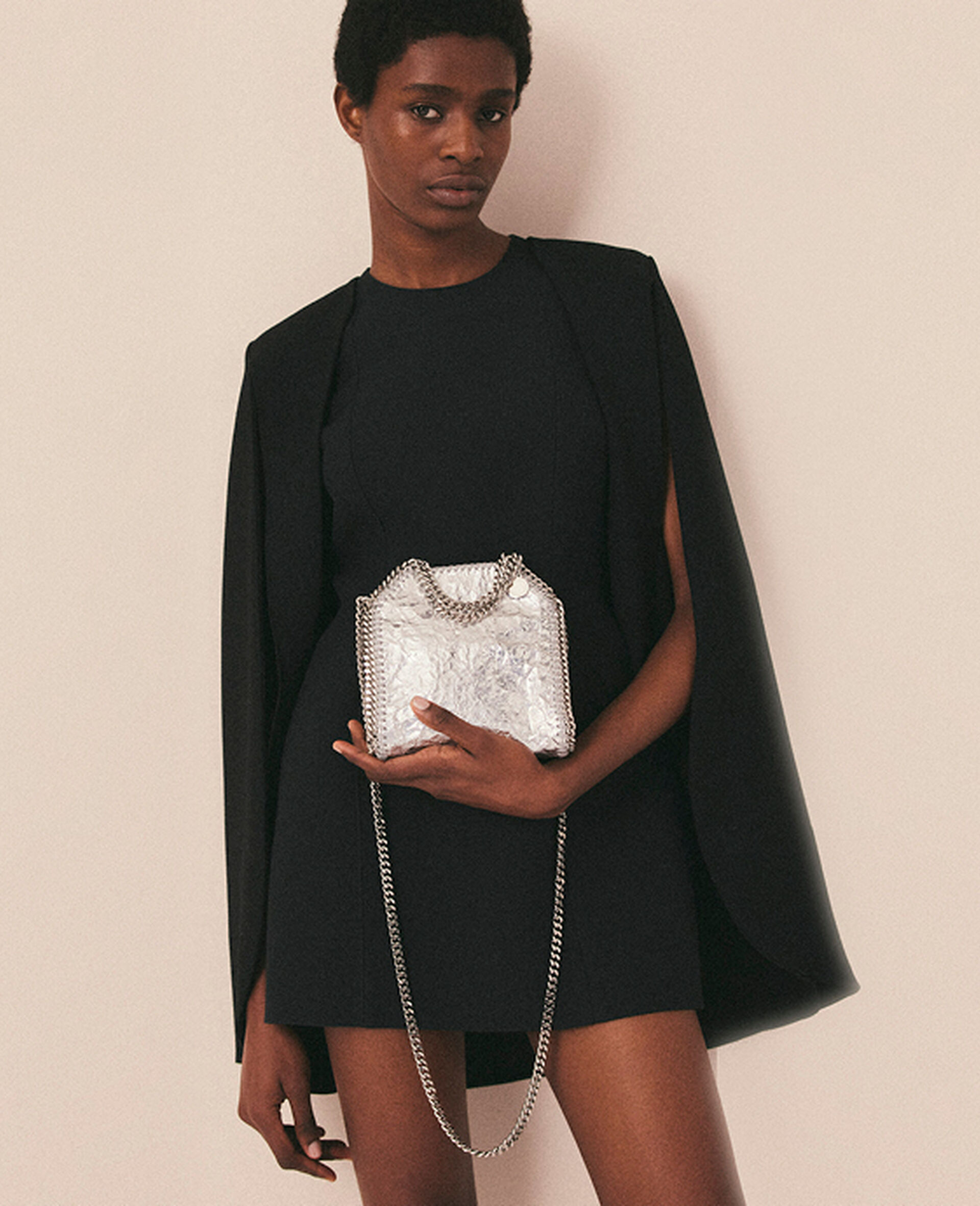 Édition limitée Mini cabas Falabella métallisé et craquelé-Silver-medium