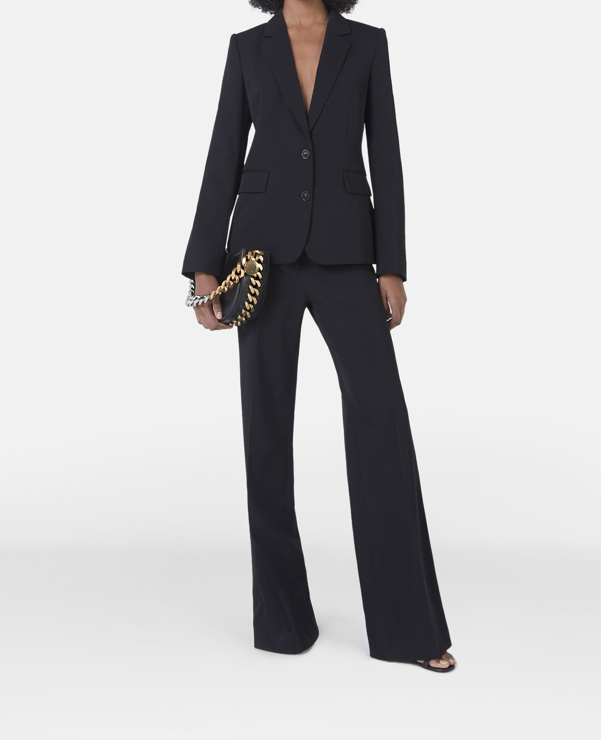 Blazer Boyfriend Slim Fit in Flanella di Lana-Viola-medium